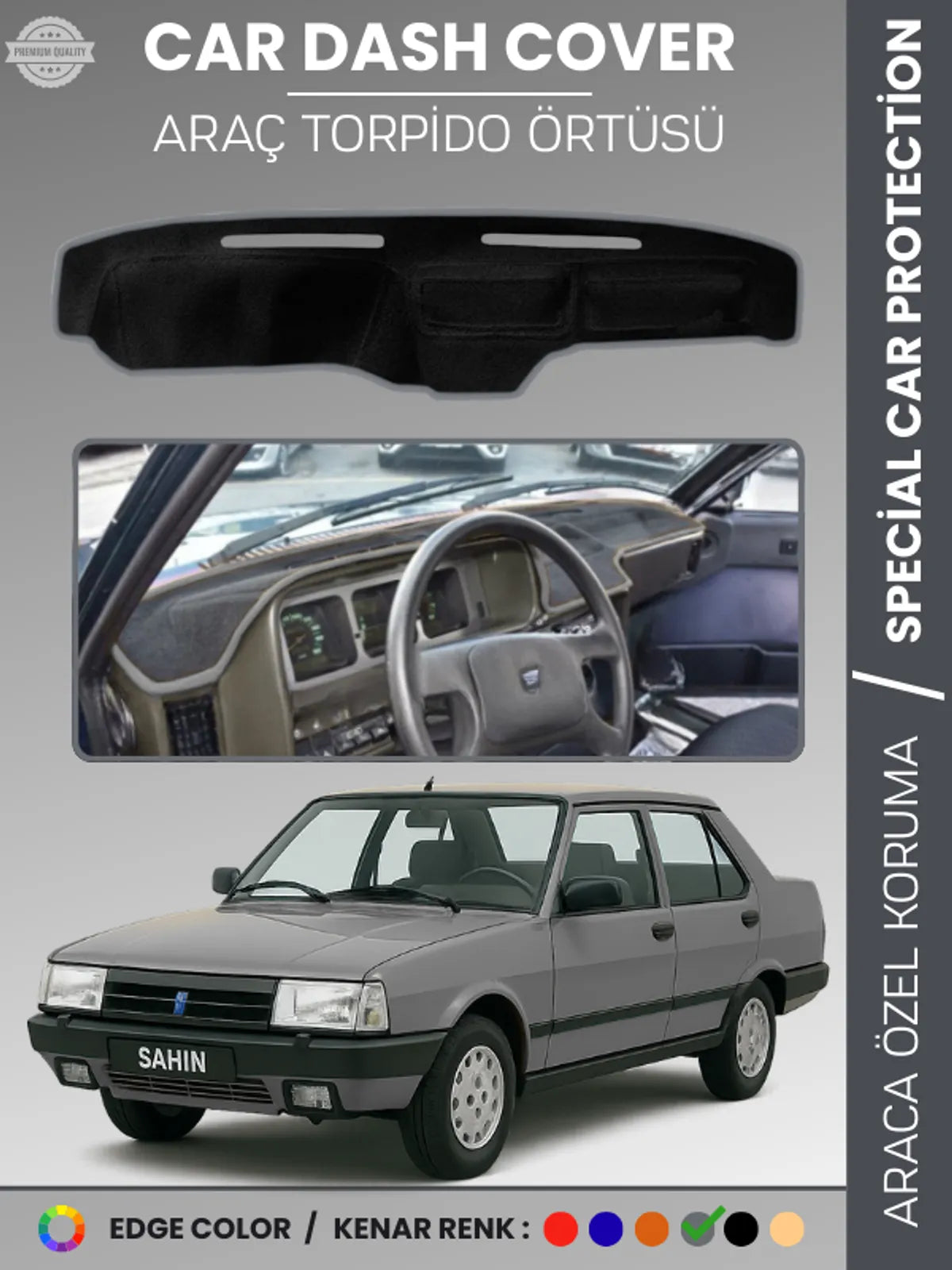 TOFAŞ ŞAHİN / DOĞAN / KARTAL (1988-1993) Uyumlu Torpido Örtüsü Araca Özel Ön Göğüs Koruma