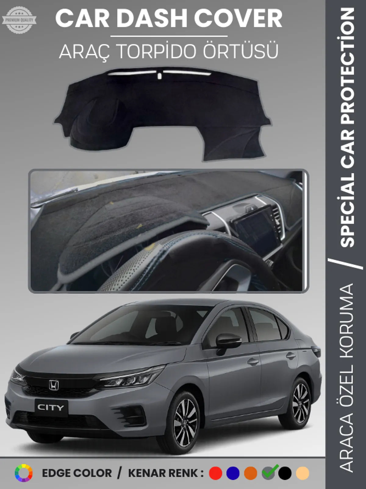 HONDA CITY (2020+) Uyumlu Torpido Örtüsü Araca Özel Ön Göğüs Koruma