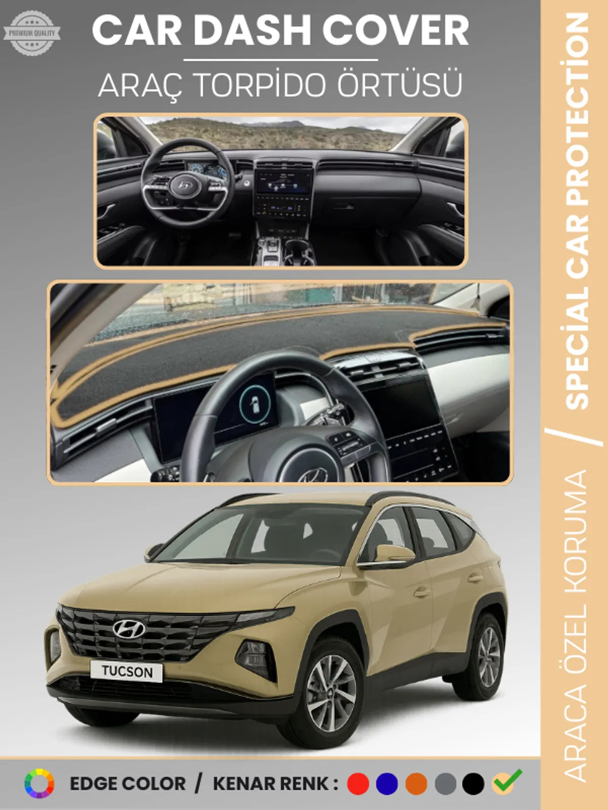 HYUNDAI TUCSON NX4 (2021-2024) Uyumlu Torpido Örtüsü Araca Özel Ön Göğüs Koruma