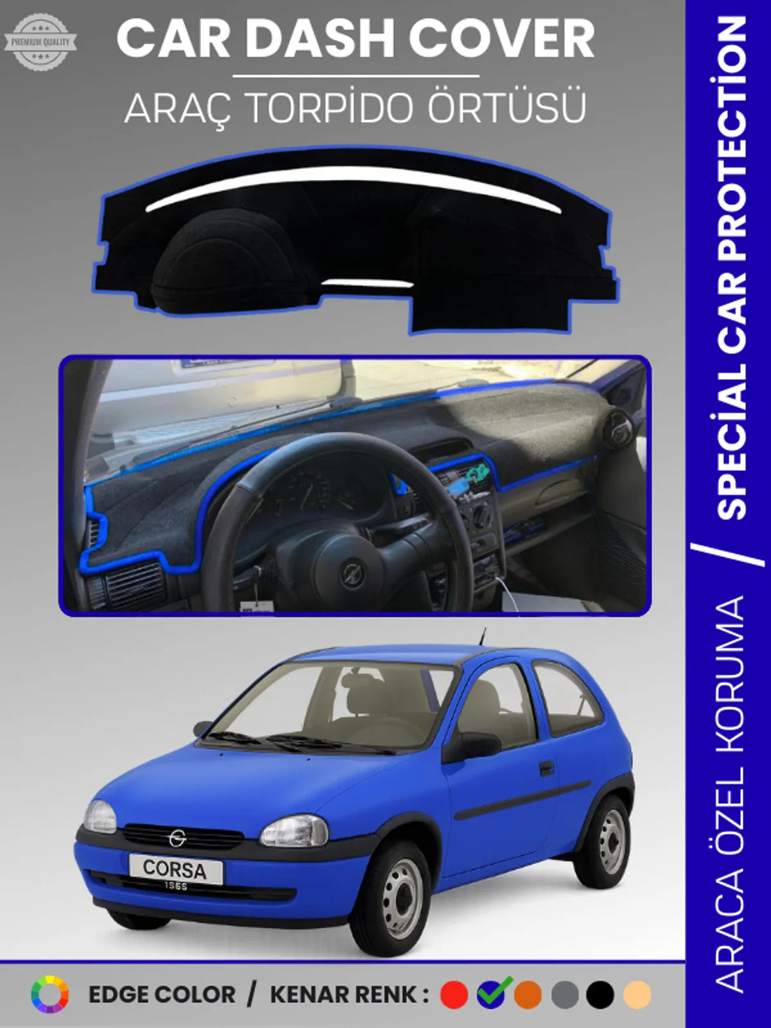 OPEL CORSA B (1993-2000) Uyumlu Torpido Örtüsü Araca Özel Ön Göğüs Koruma