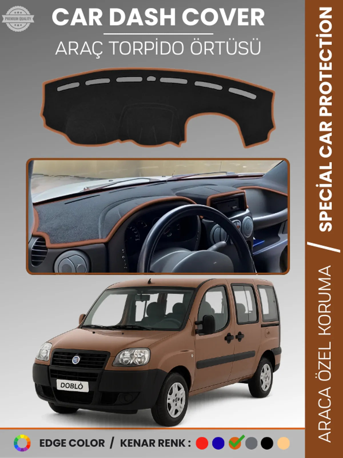 FIAT DOBLO (2000-2008) Uyumlu Torpido Örtüsü Araca Özel Ön Göğüs Koruma