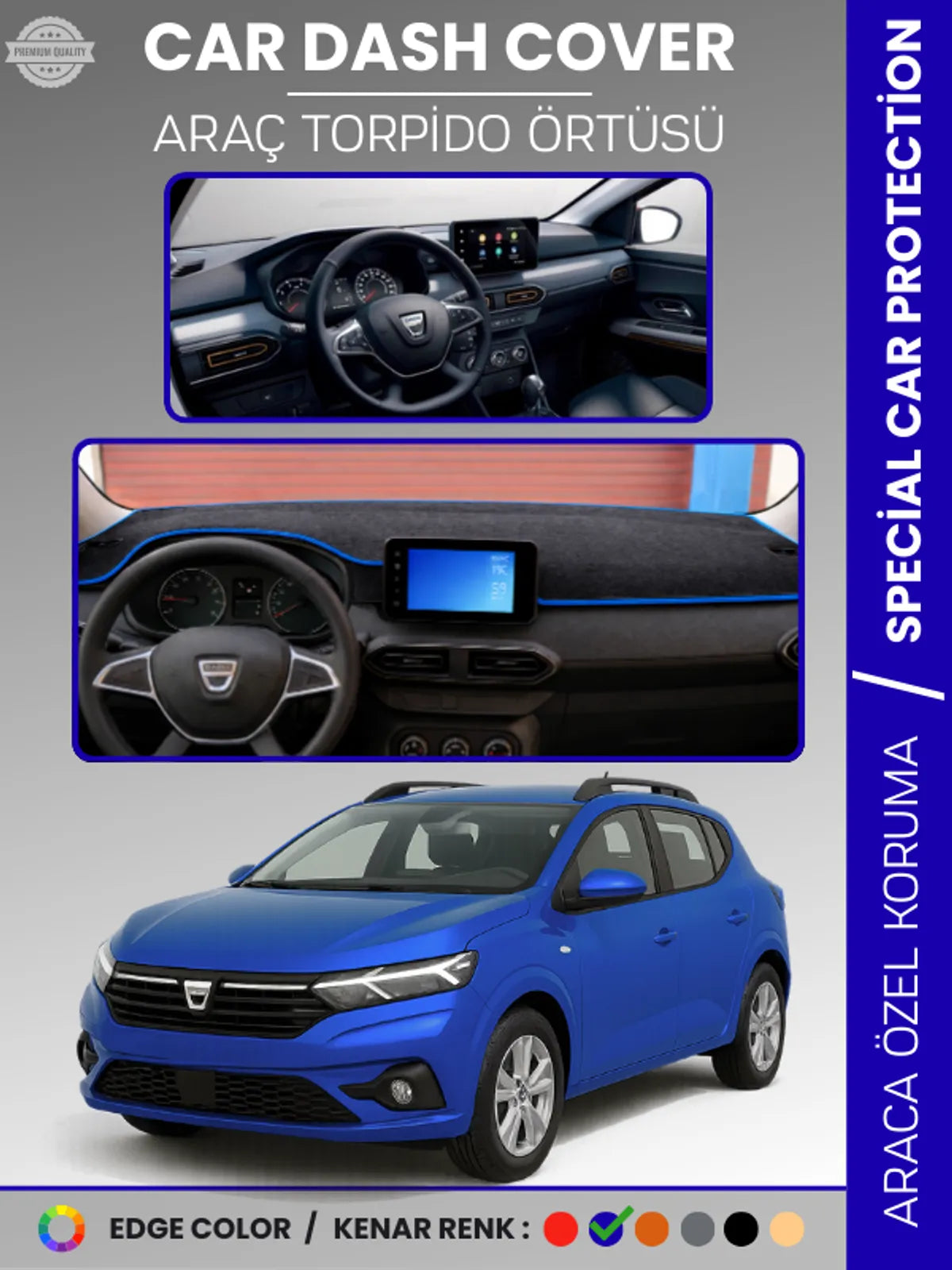 DACIA SANDERO (2021+) Uyumlu Torpido Örtüsü Araca Özel Ön Göğüs Koruma