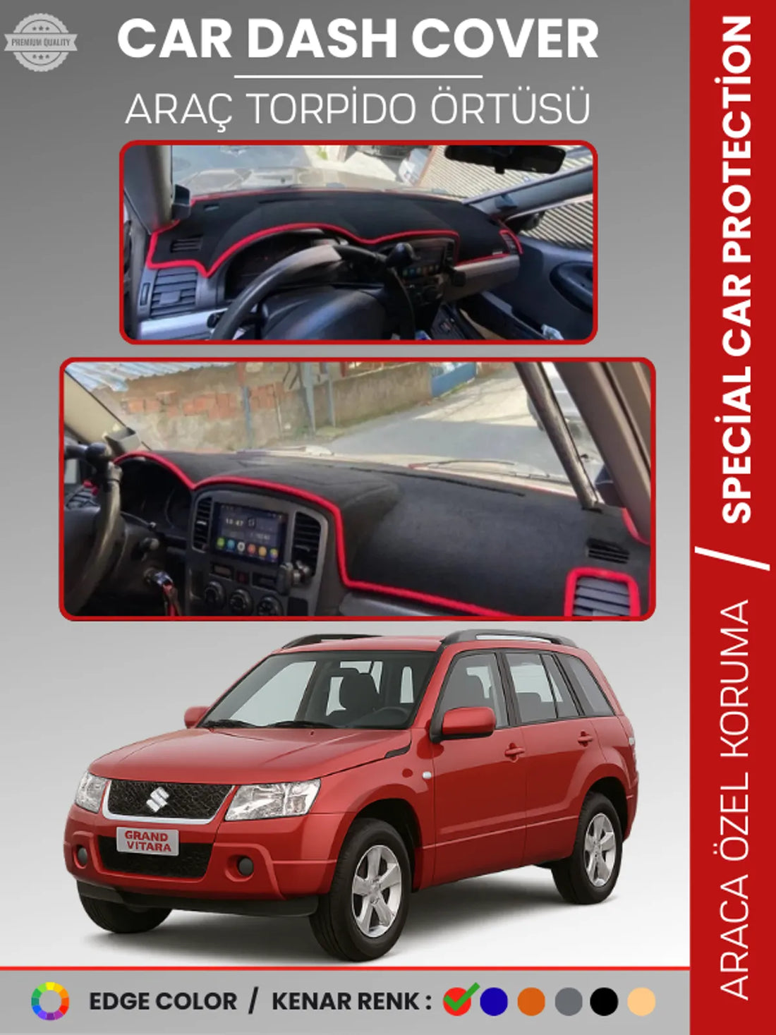 SUZUKİ GRAND VİTARA (2004-2006) Uyumlu Torpido Örtüsü Araca Özel Ön Göğüs Koruma