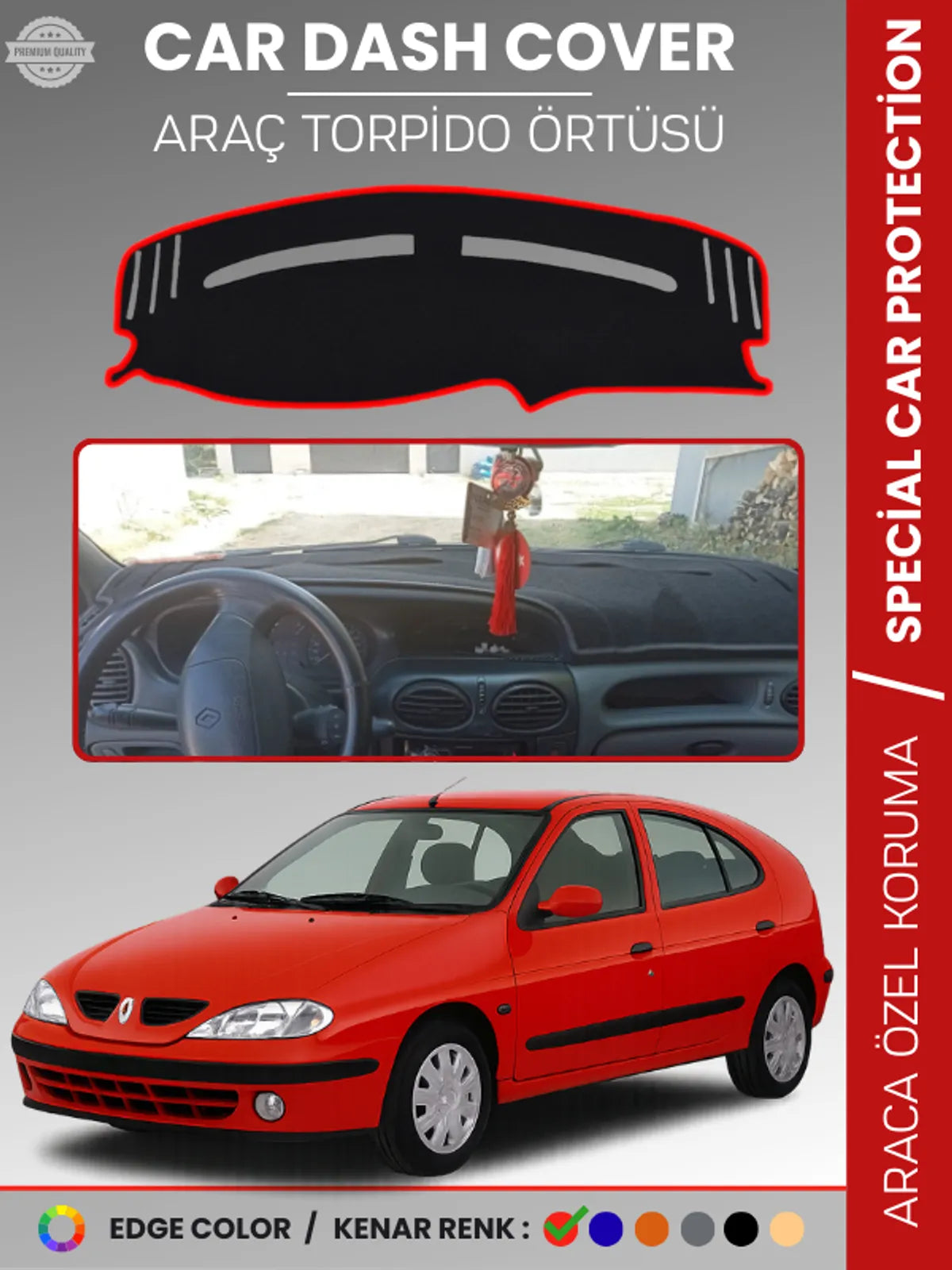 RENAULT MEGANE 1 (1999-2003) Uyumlu Torpido Örtüsü Araca Özel Ön Göğüs Koruma