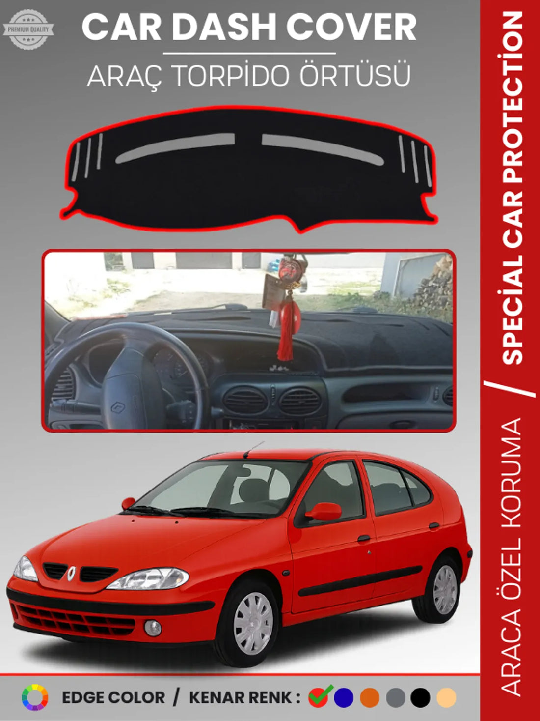 RENAULT MEGANE 1 (1999-2003) Uyumlu Torpido Örtüsü Araca Özel Ön Göğüs Koruma