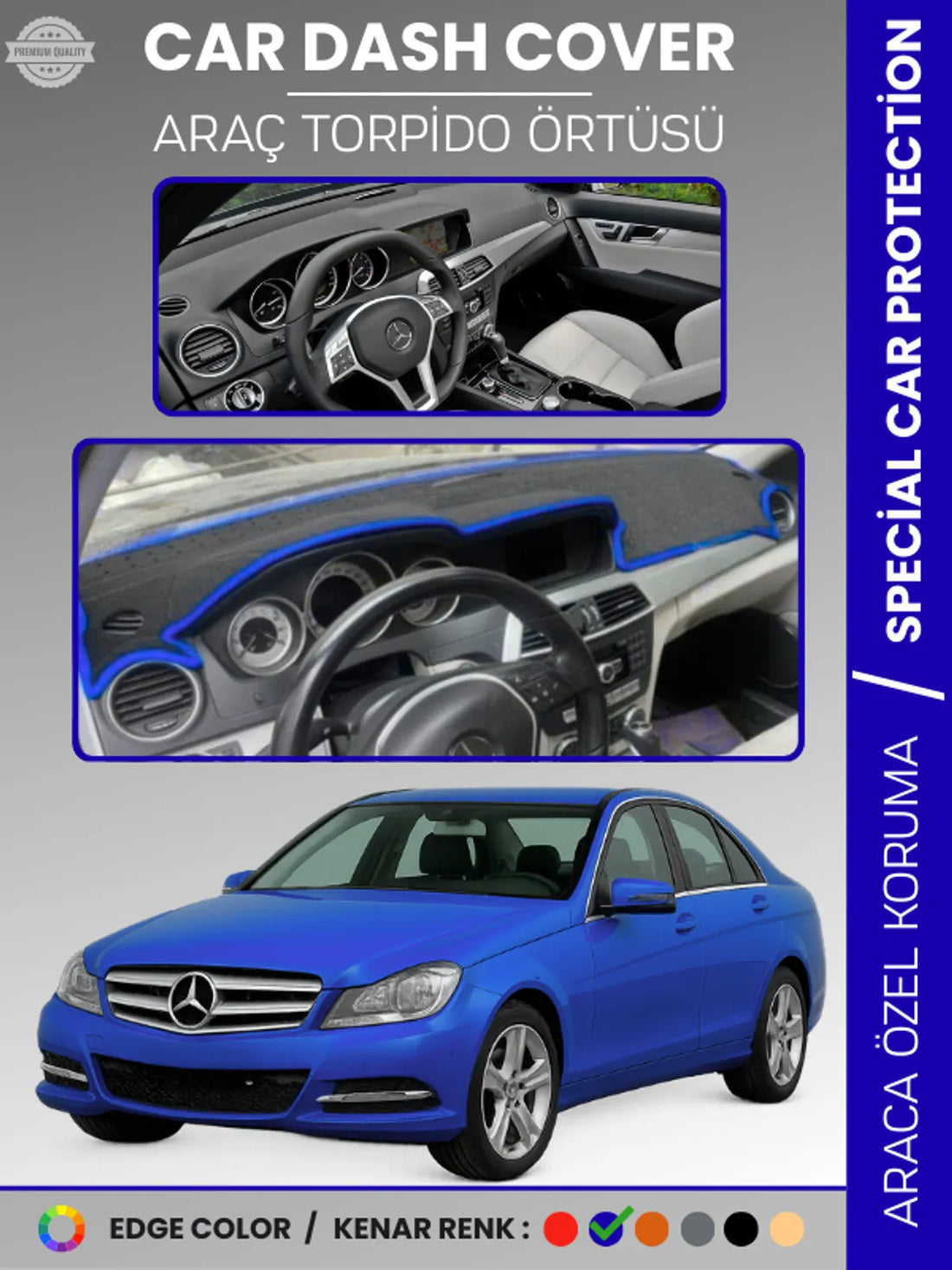 MERCEDES C CLASS W204 (2007-2014) Uyumlu Torpido Örtüsü Araca Özel Ön Göğüs Koruma