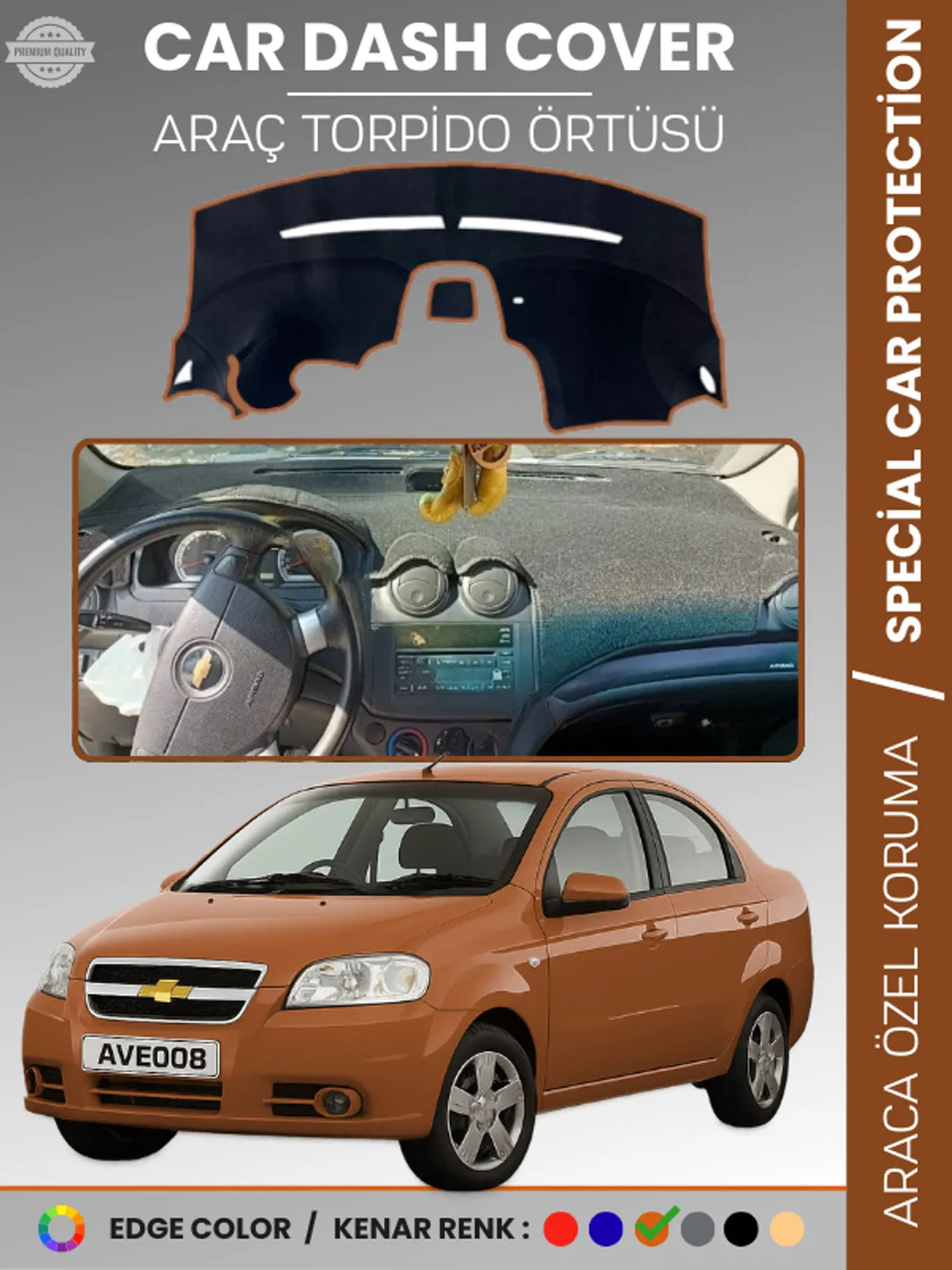 CHEVROLET AVEO (2006-2011) Uyumlu Torpido Örtüsü Araca Özel Ön Göğüs Koruma