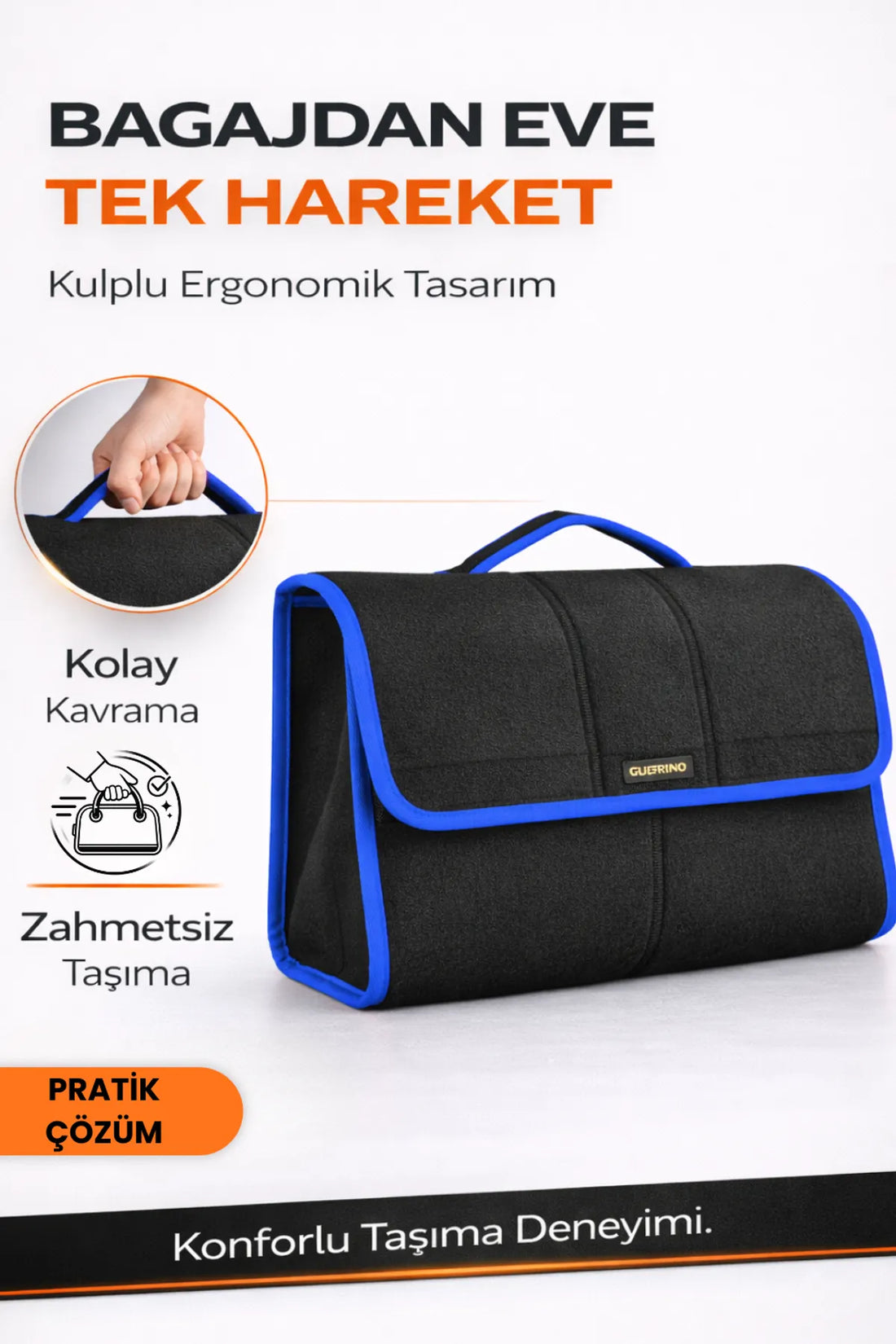 Oto Bagaj Çantası L Boy Kaymaz Cırt Bantlı Velur Kompakt Düzenleyici