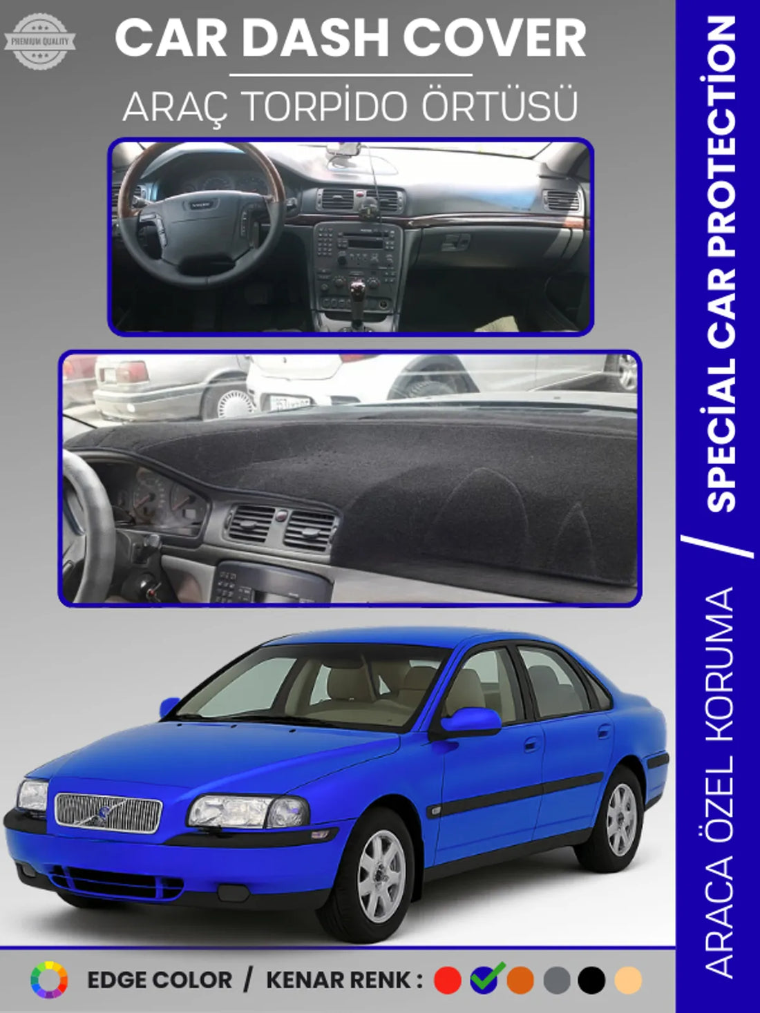VOLVO S80 (1998-2006) Uyumlu Torpido Örtüsü Araca Özel Ön Göğüs Koruma