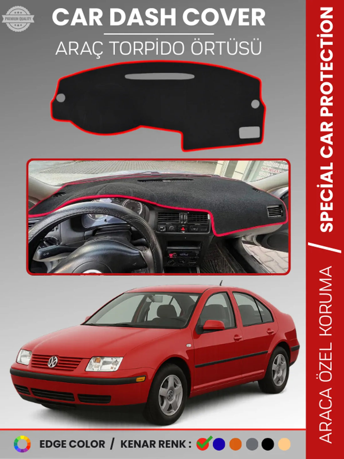 VOLKSWAGEN JETTA (1997-2003) Uyumlu Torpido Örtüsü Araca Özel Ön Göğüs Koruma