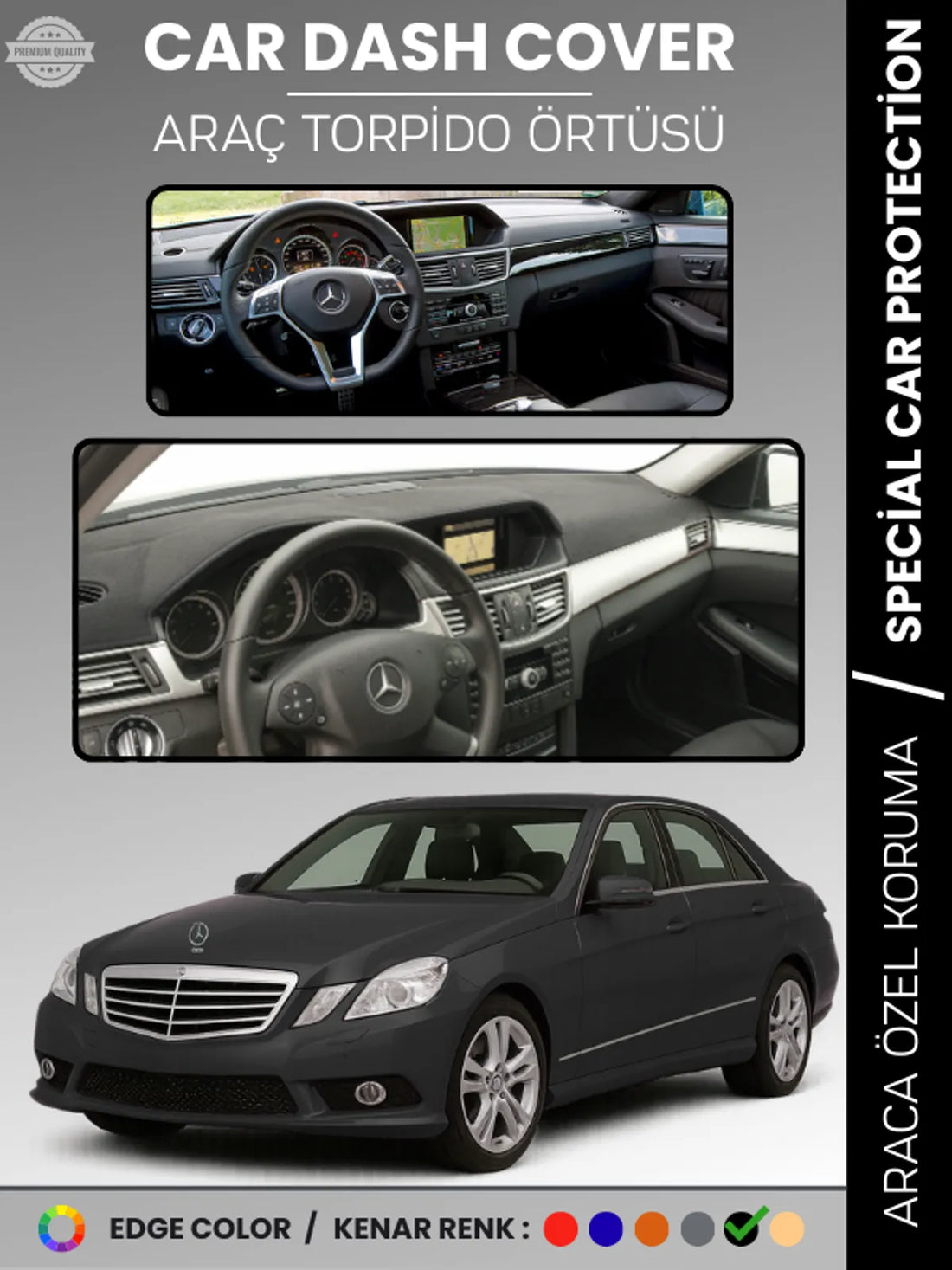 MERCEDES E200 / E220 / E250 / E300 W212 (2009-2016) Uyumlu Torpido Örtüsü Araca Özel Ön Göğüs Koruma