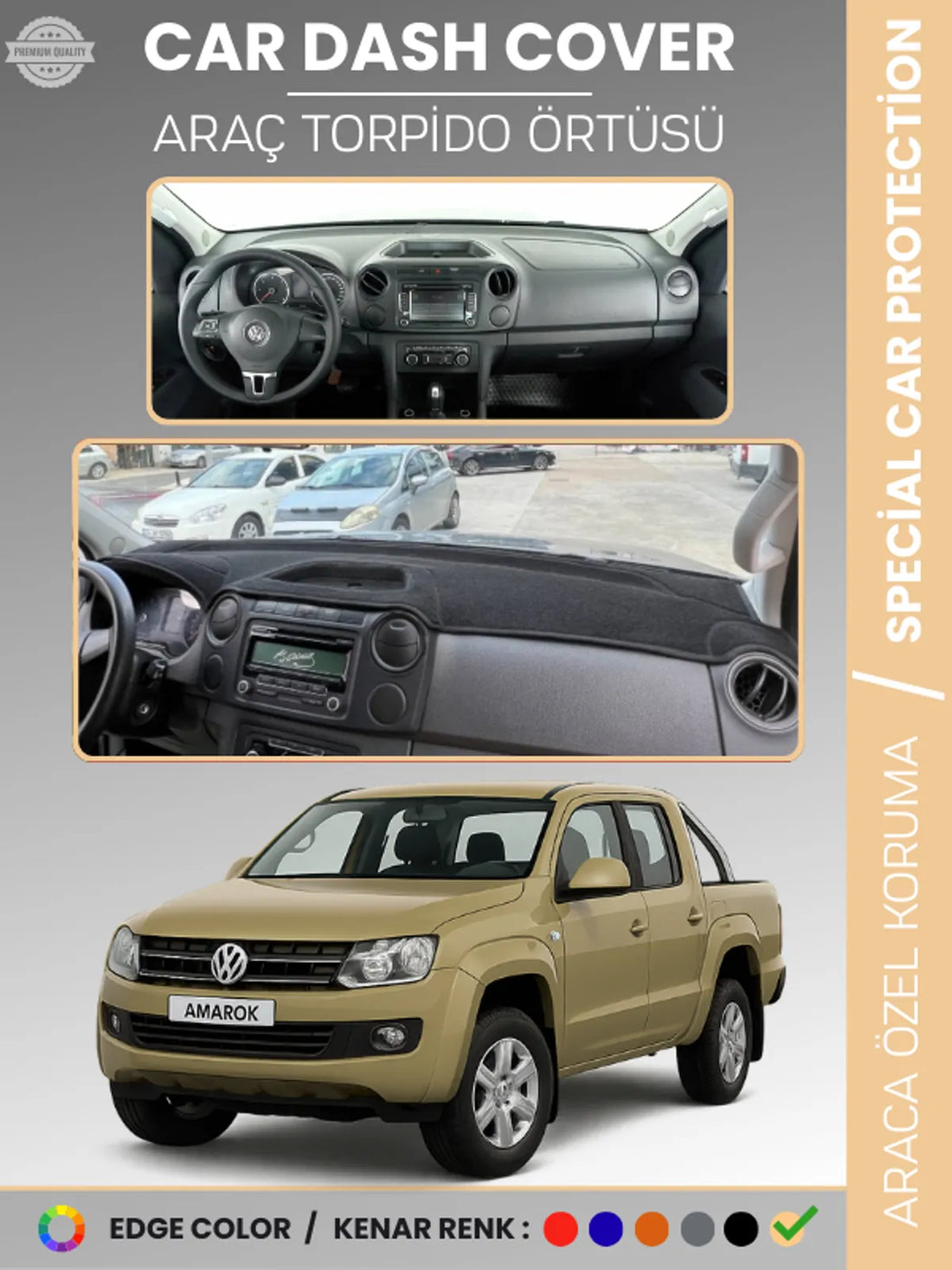 VOLKSWAGEN AMAROK (2009-2016) Uyumlu Torpido Örtüsü Araca Özel Ön Göğüs Koruma