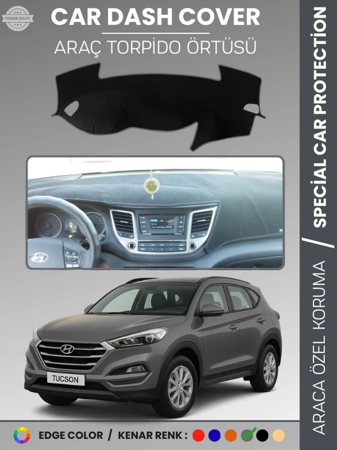 HYUNDAİ TUCSON (2016-2018) Uyumlu Torpido Örtüsü Araca Özel Ön Göğüs Koruma