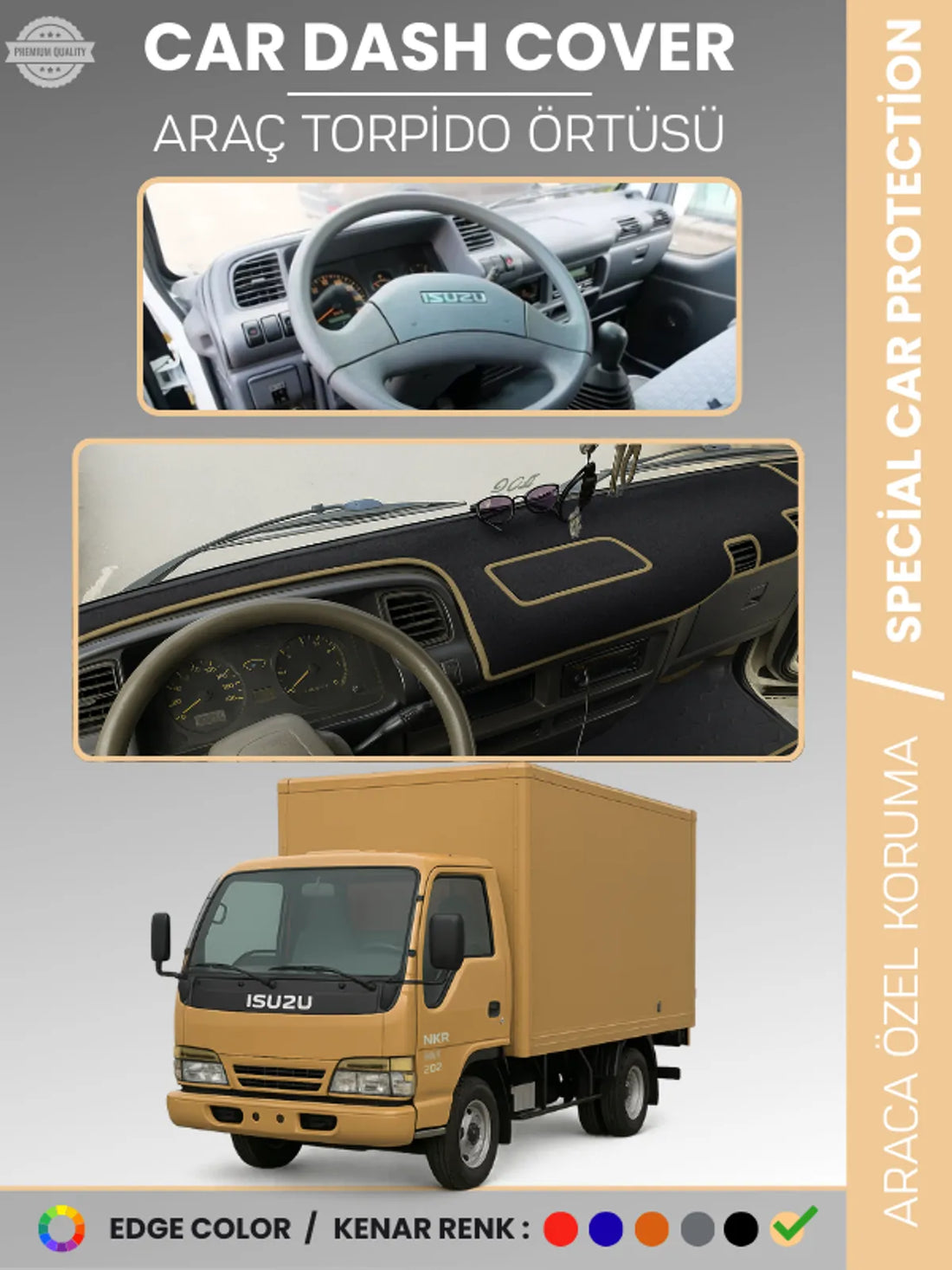 ISUZU NKR WIDE (1997-2005) Uyumlu Torpido Örtüsü Araca Özel Ön Göğüs Koruma