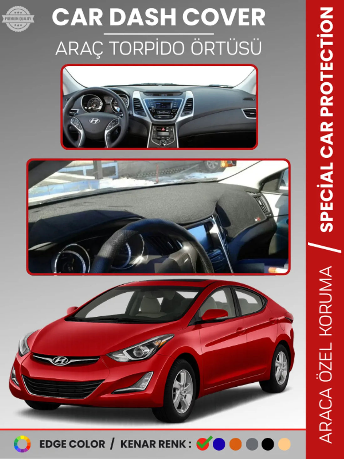 HYUNDAİ ELANTRA (2011-2017) Uyumlu Torpido Örtüsü Araca Özel Ön Göğüs Koruma