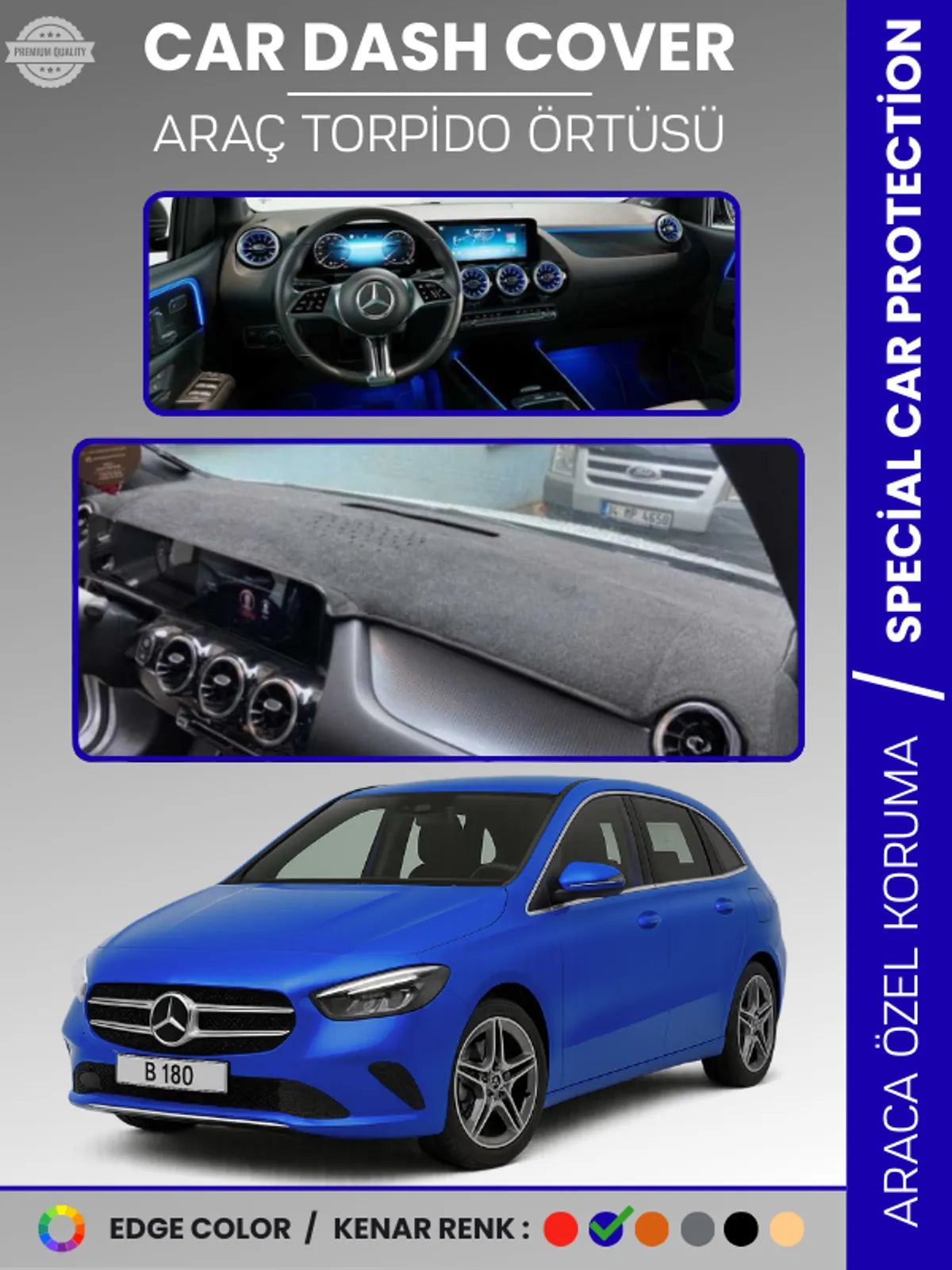 MERCEDES B-CLASS W247 (2019-2023) Uyumlu Torpido Örtüsü Araca Özel Ön Göğüs Koruma