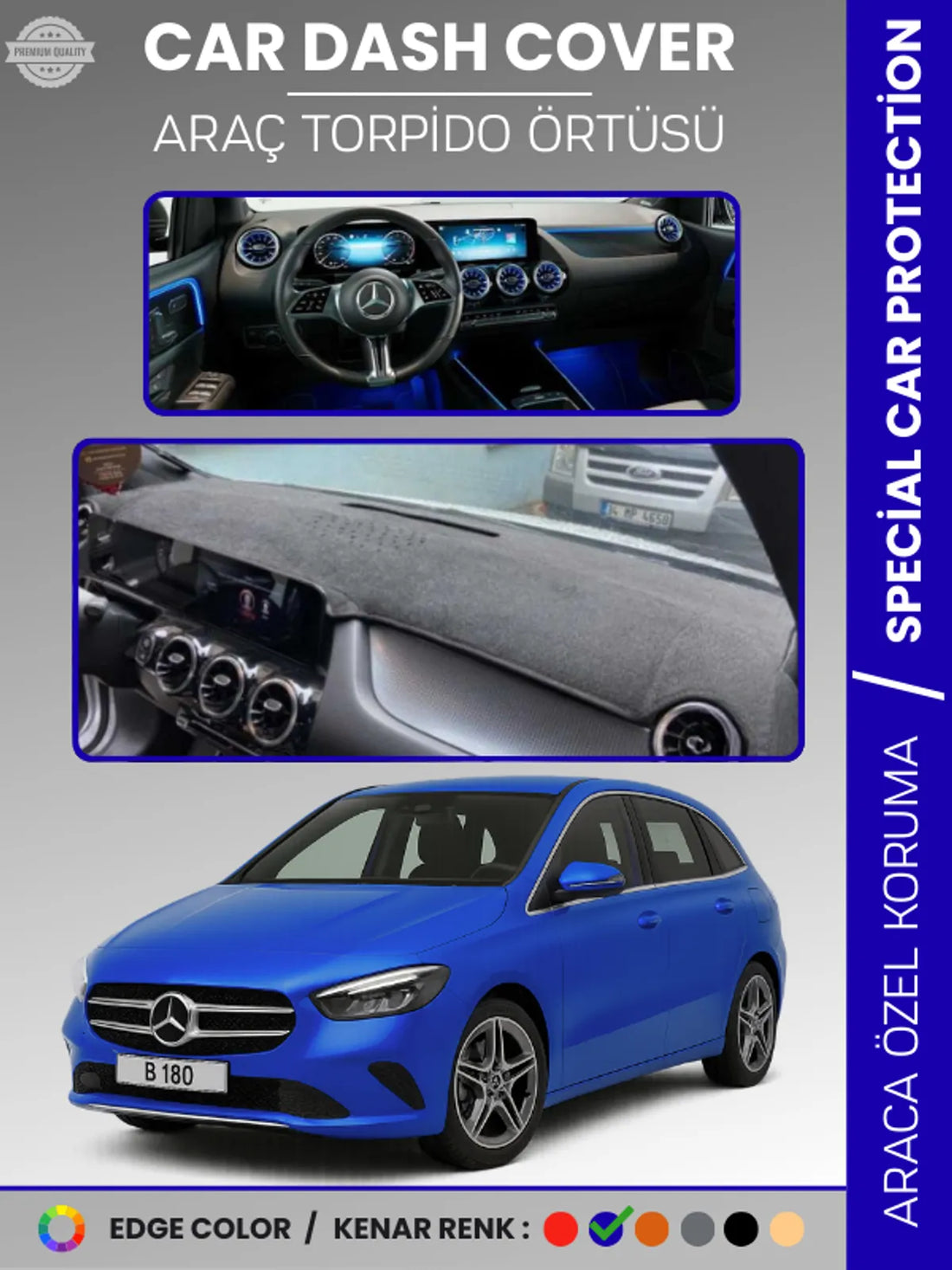 MERCEDES B-CLASS W247 (2019-2023) Uyumlu Torpido Örtüsü Araca Özel Ön Göğüs Koruma