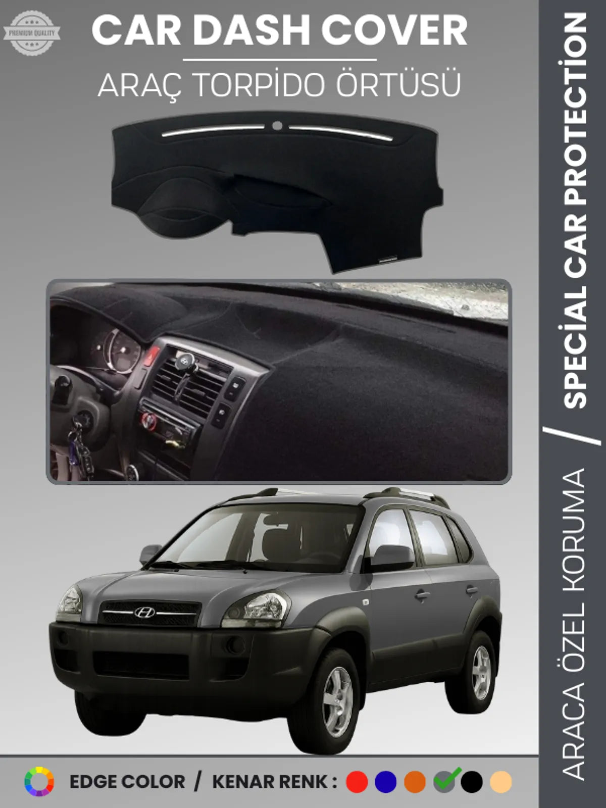 HYUNDAİ TUCSON (2004-2009) Uyumlu Torpido Örtüsü Araca Özel Ön Göğüs Koruma
