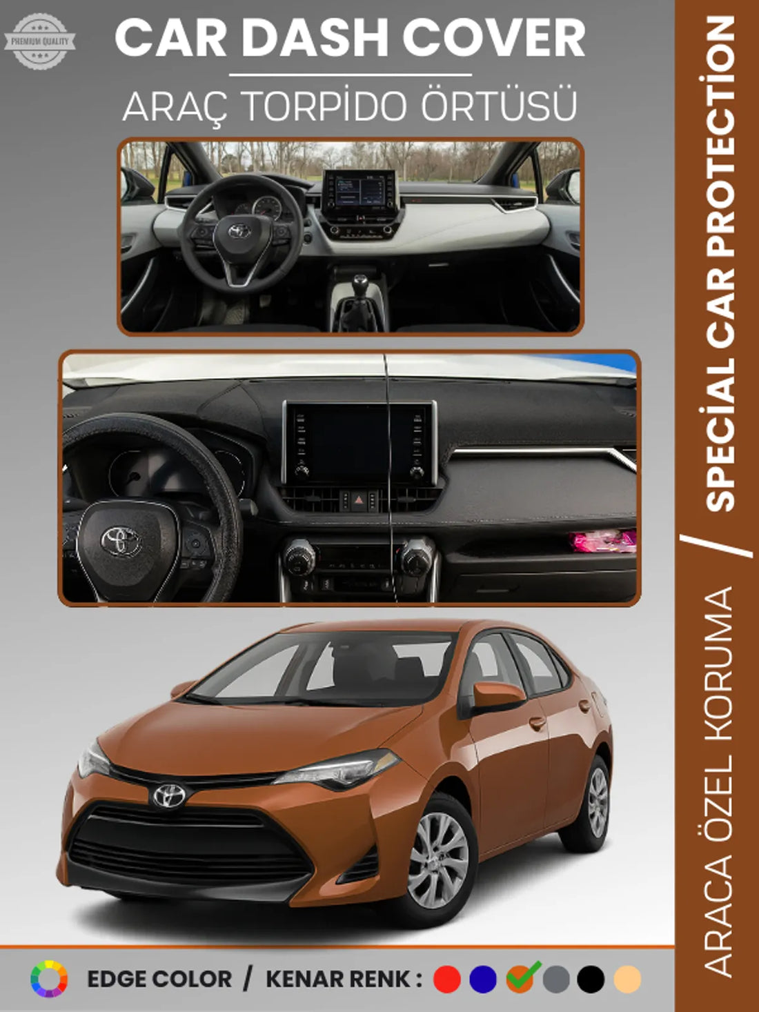 TOYOTA COROLLA (2019+) Uyumlu Torpido Örtüsü Araca Özel Ön Göğüs Koruma