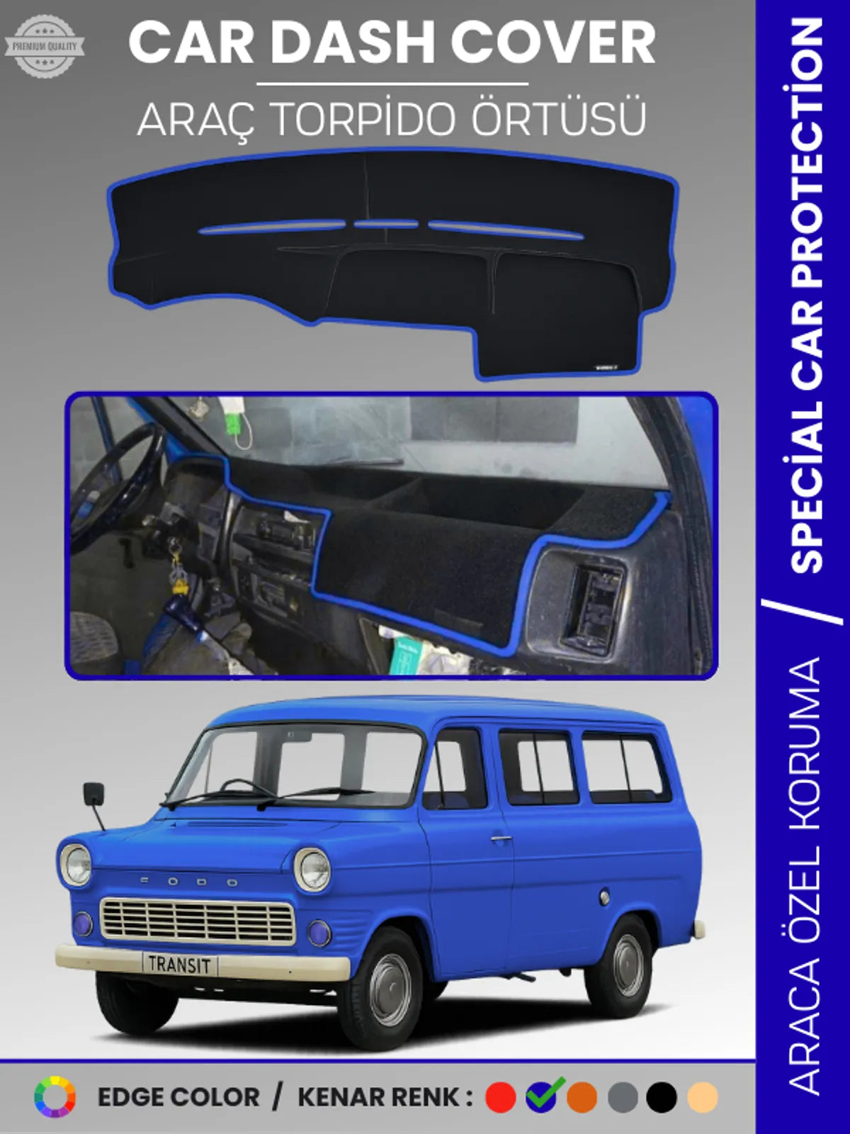 FORDTRANSİT MK1 (1965-1978) Uyumlu Torpido Örtüsü Araca Özel Ön Göğüs Koruma