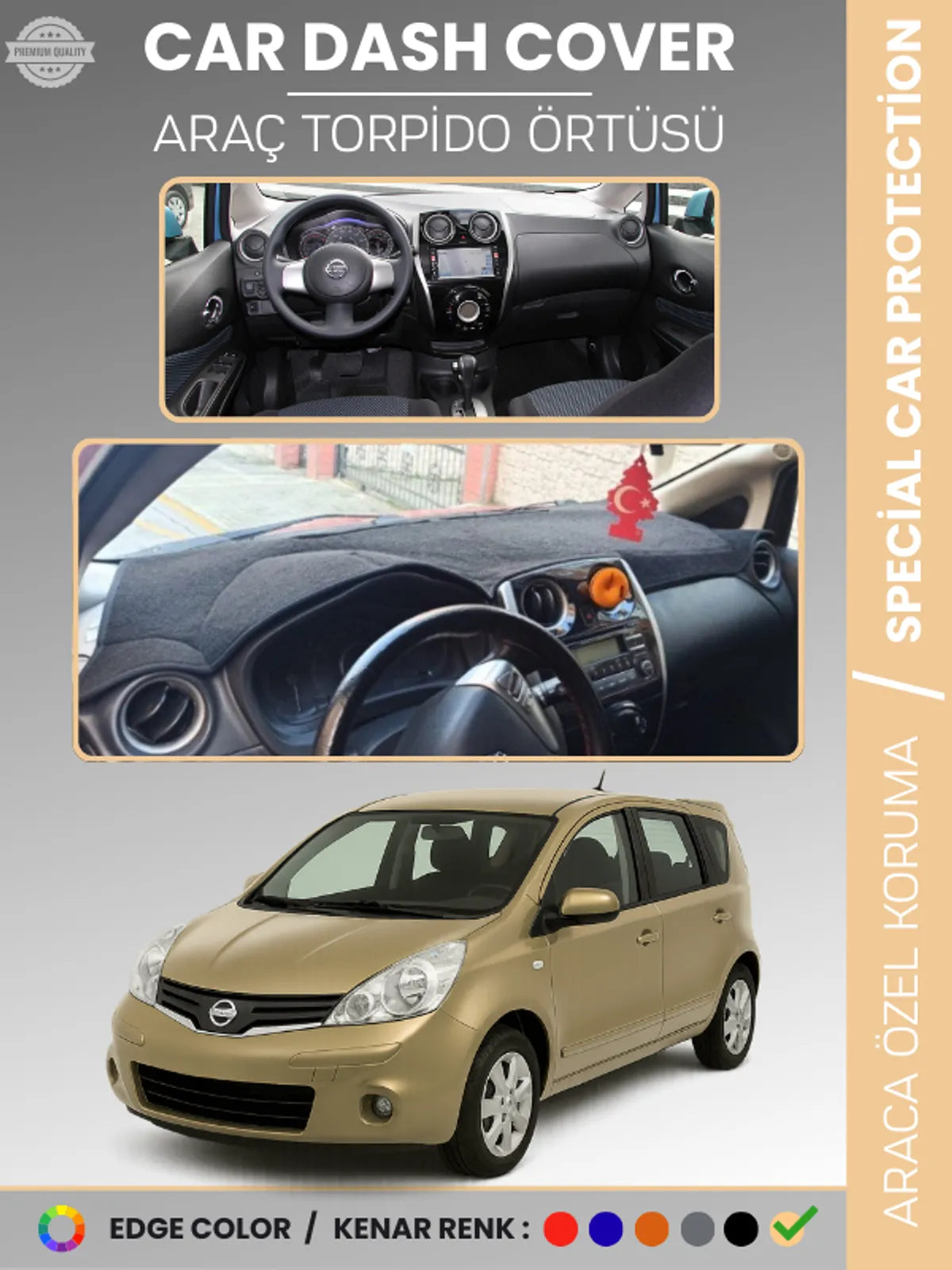 NISSAN NOTE E12 (2013-2020) Uyumlu Torpido Örtüsü Araca Özel Ön Göğüs Koruma