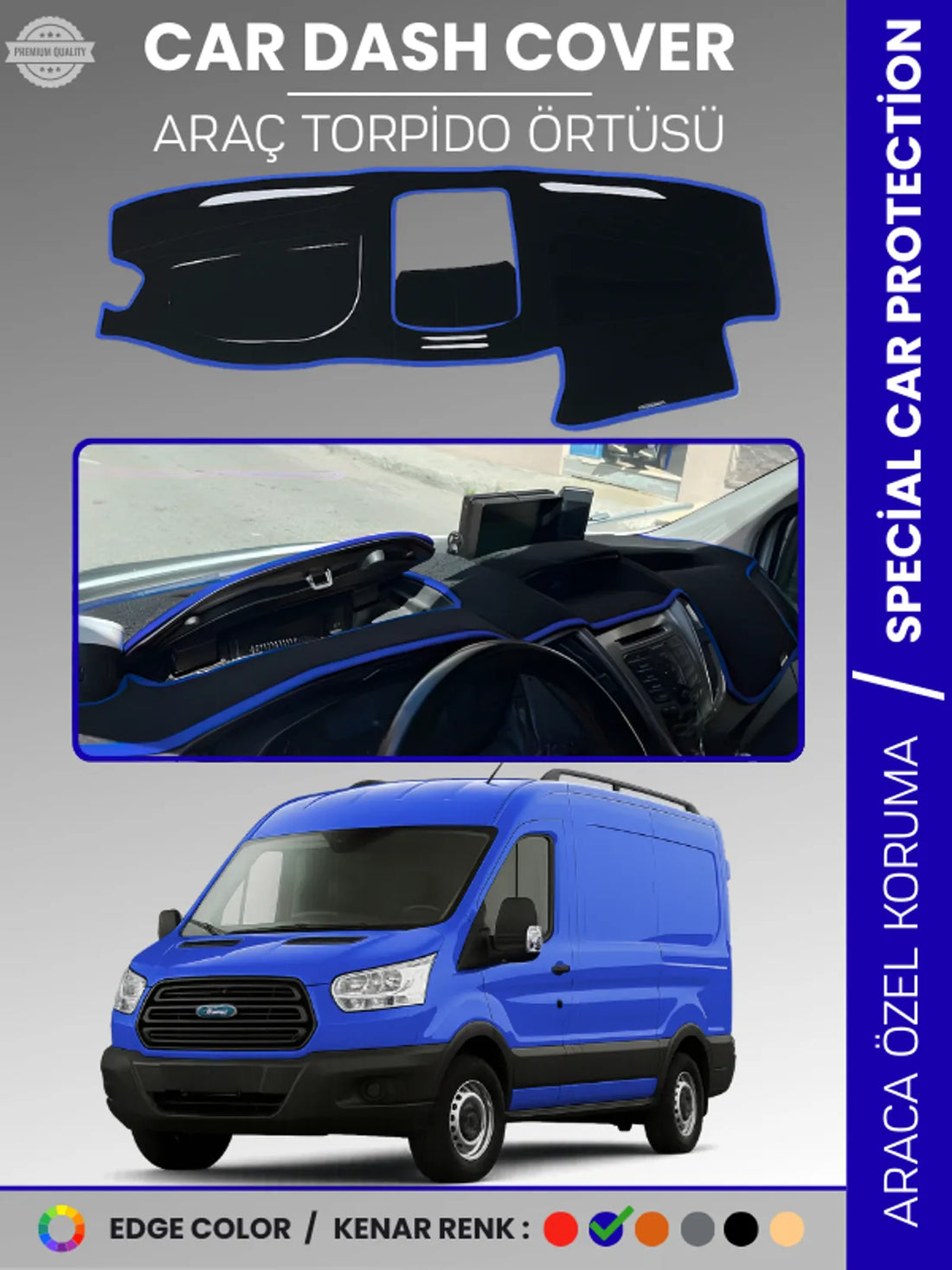 FORD TRANSİT V363 (2014-2019) Uyumlu Torpido Örtüsü Araca Özel Ön Göğüs Koruma