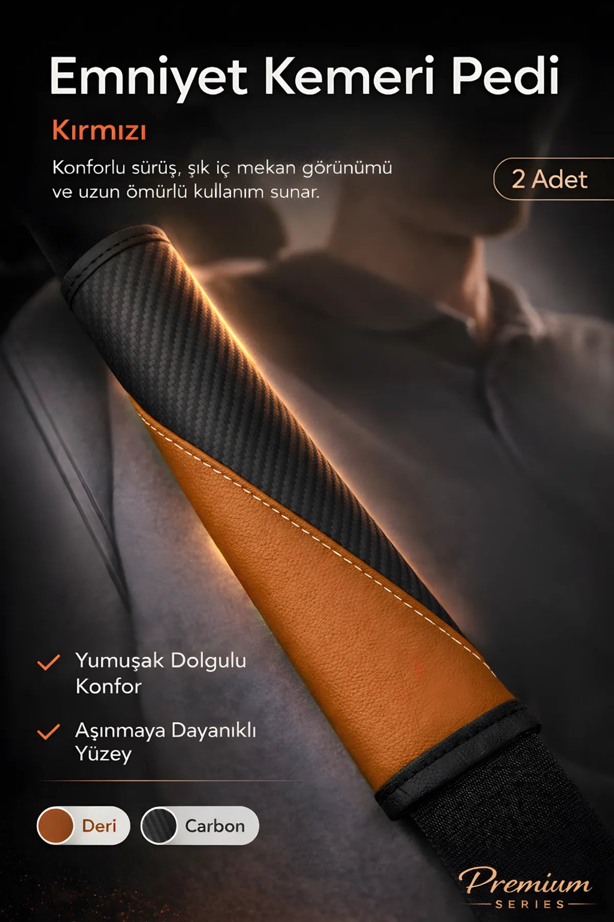 Emniyet Kemeri Kılıfı 2 Adet Deri Carbon Yumuşak Dolgulu