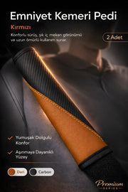 Emniyet Kemeri Kılıfı 2 Adet Deri Carbon Yumuşak Dolgulu