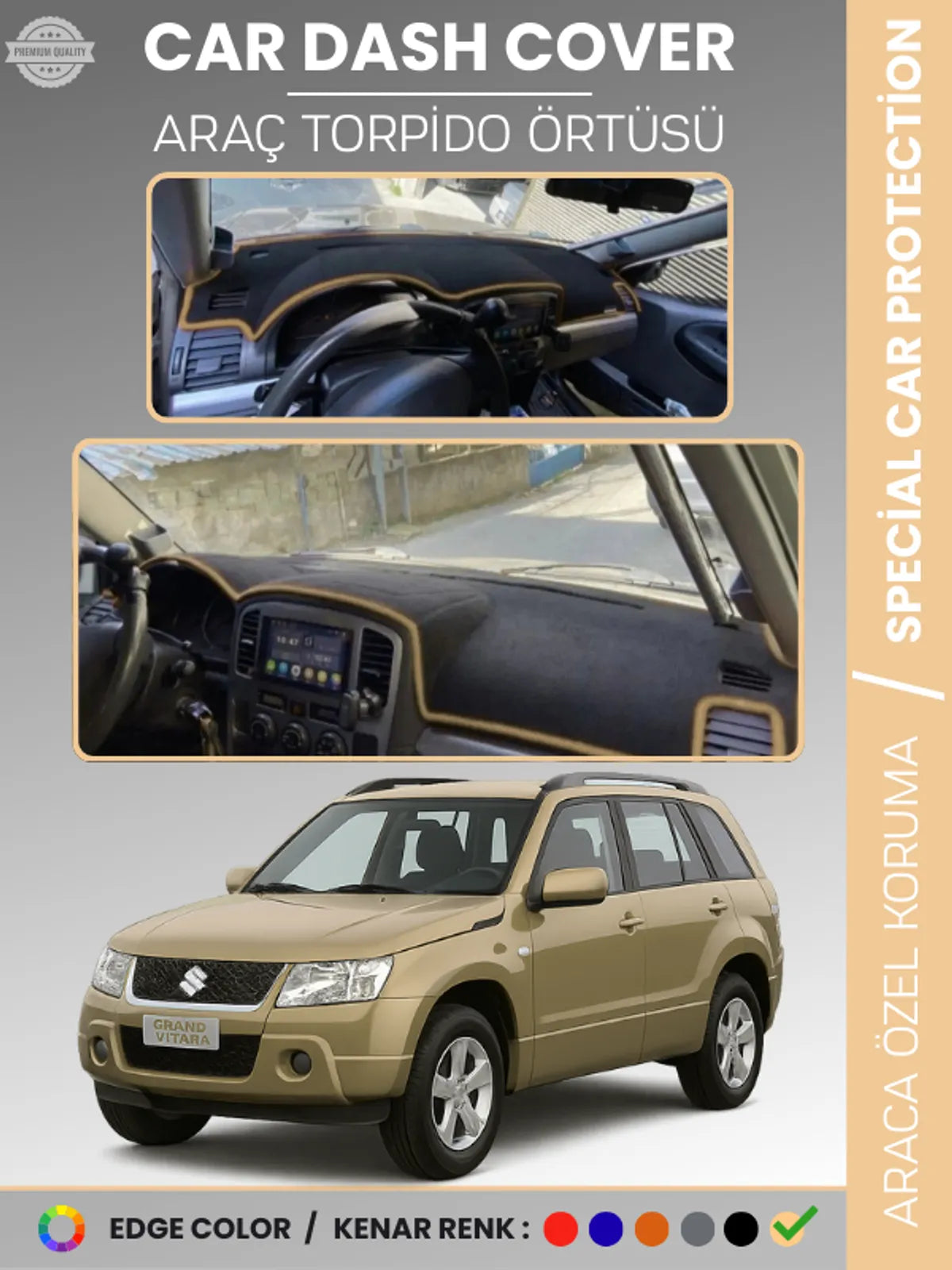 SUZUKİ GRAND VİTARA (2004-2006) Uyumlu Torpido Örtüsü Araca Özel Ön Göğüs Koruma