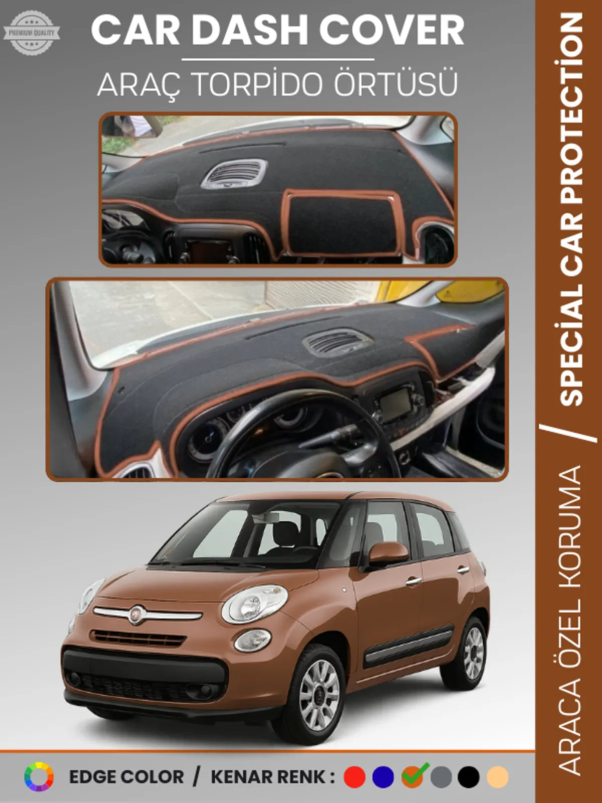 FIAT 500L (2013-2017) Uyumlu Torpido Örtüsü Araca Özel Ön Göğüs Koruma