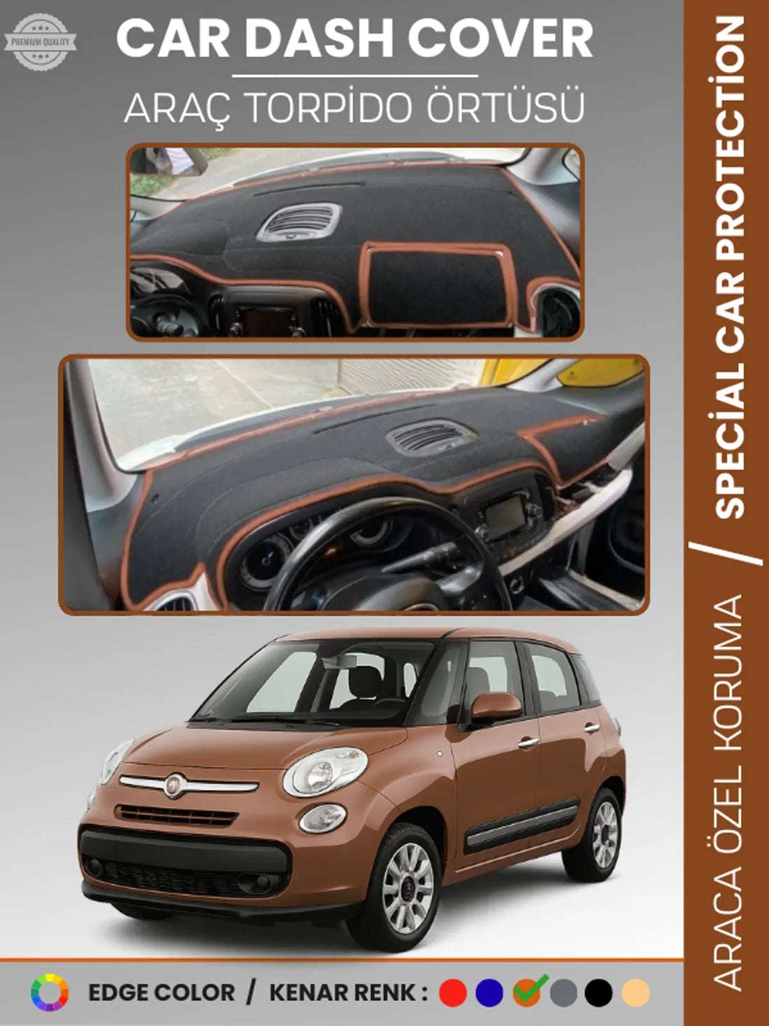 FIAT 500L (2013-2017) Uyumlu Torpido Örtüsü Araca Özel Ön Göğüs Koruma