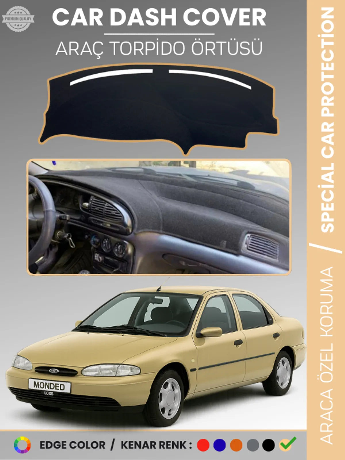 FORD MONDEO (2000-2007) Uyumlu Torpido Örtüsü Araca Özel Ön Göğüs Koruma