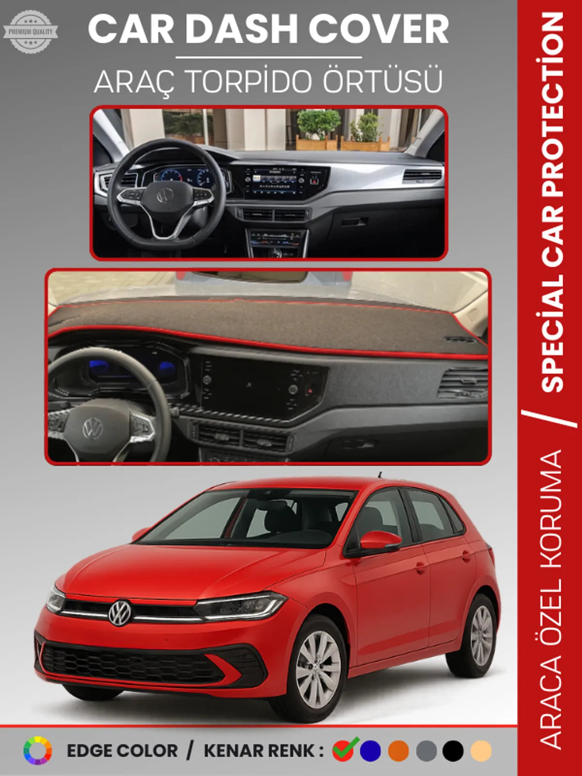 VOLKSWAGEN POLO (2022+) Uyumlu Torpido Örtüsü Araca Özel Ön Göğüs Koruma