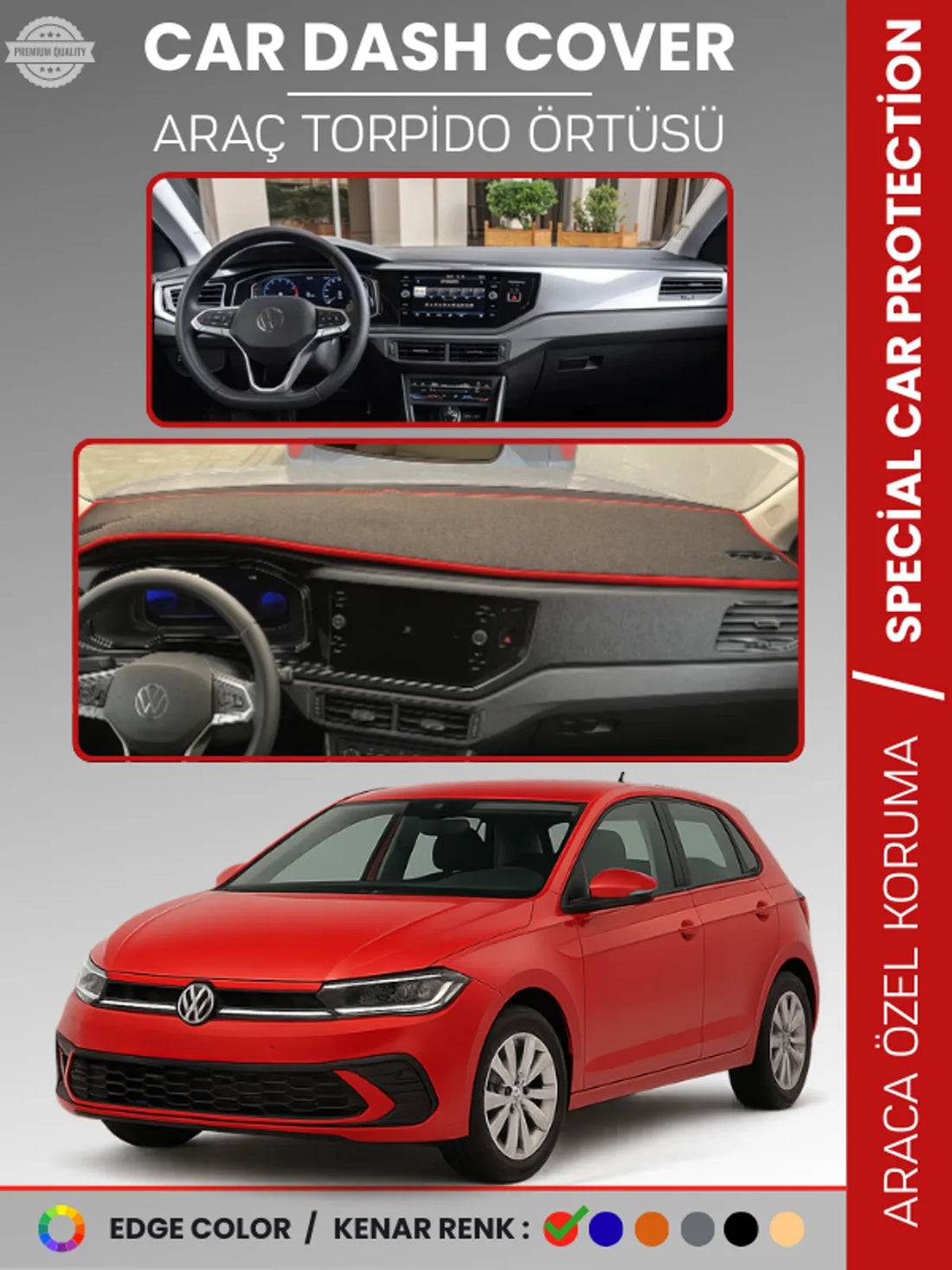 VOLKSWAGEN POLO (2022+) Uyumlu Torpido Örtüsü Araca Özel Ön Göğüs Koruma