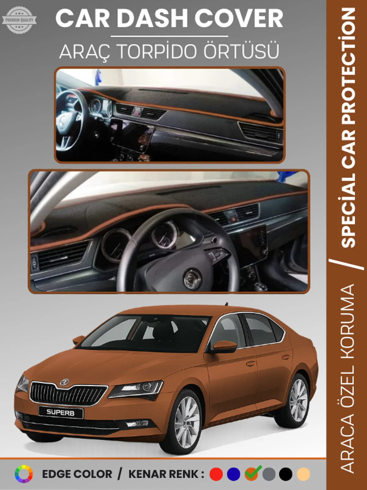 SKODA SUPER B (2015-2020) Uyumlu Torpido Örtüsü Araca Özel Ön Göğüs Koruma