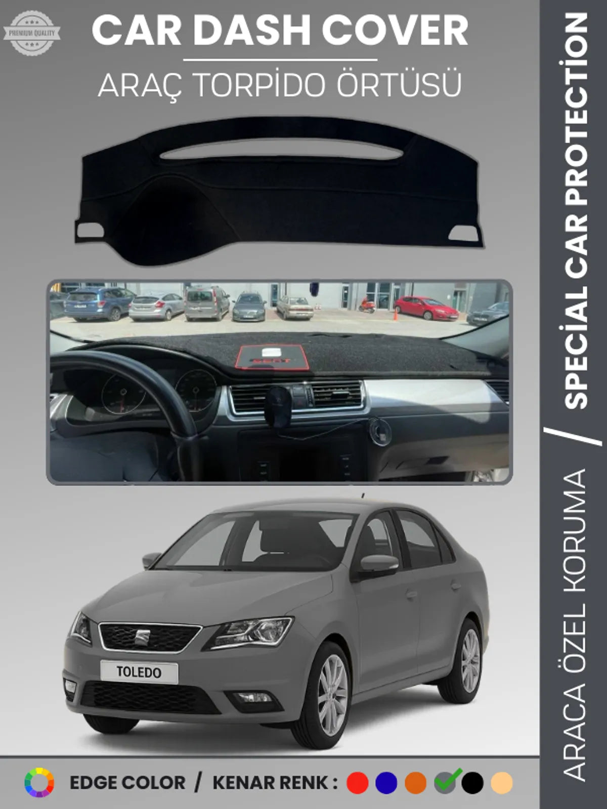 SEAT TOLEDO (2013-2017) Uyumlu Torpido Örtüsü Araca Özel Ön Göğüs Koruma