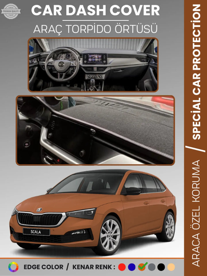 SKODA SCALA (2019-2024) Uyumlu Torpido Örtüsü Araca Özel Ön Göğüs Koruma