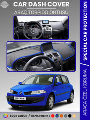 RENAULT MEGANE 2 NAVİGASYONLU BÜYÜK EKRAN (2003-2009) Uyumlu Torpido Örtüsü Araca Özel Ön Göğüs Koruma