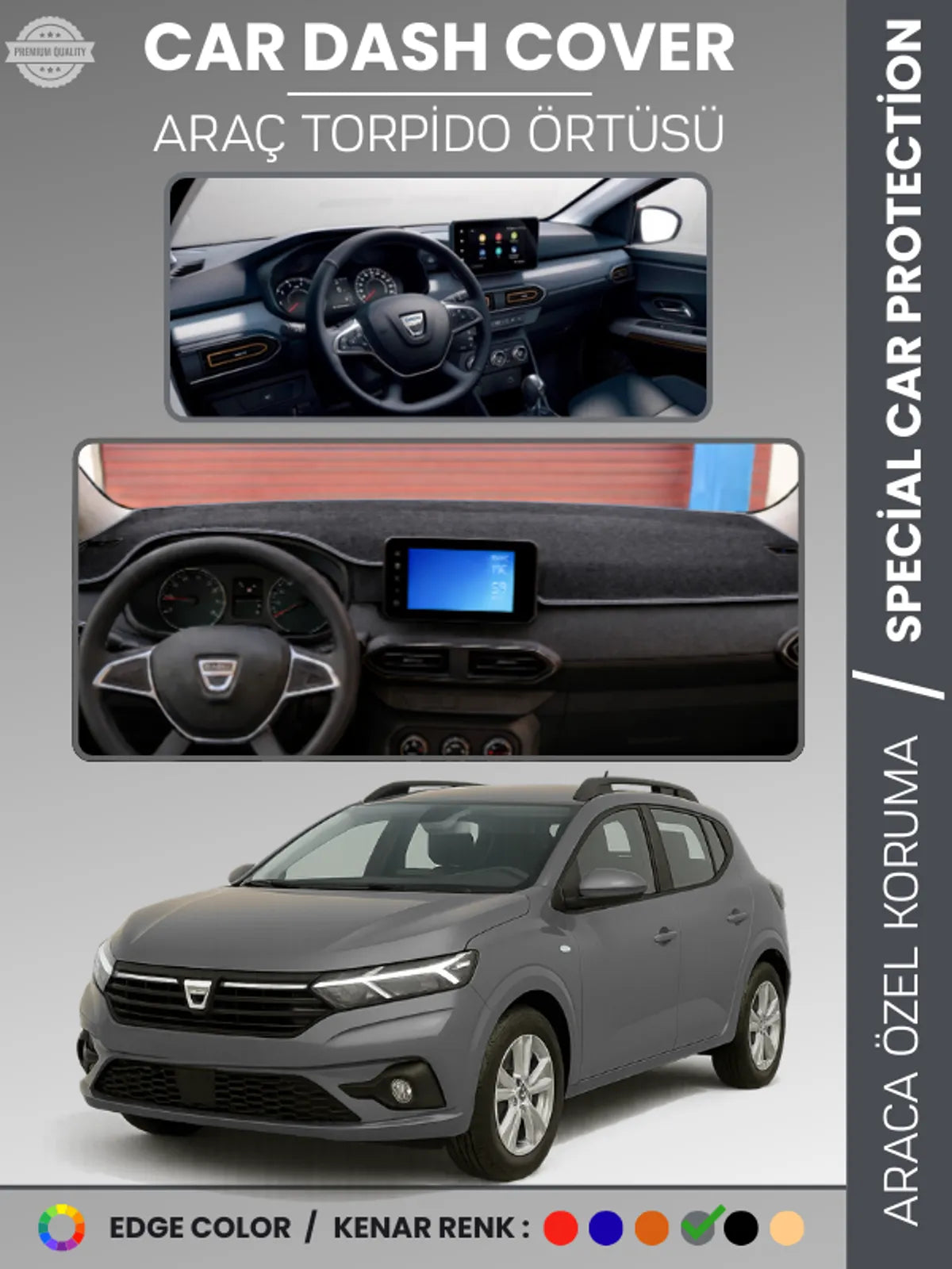 DACIA SANDERO (2021+) Uyumlu Torpido Örtüsü Araca Özel Ön Göğüs Koruma