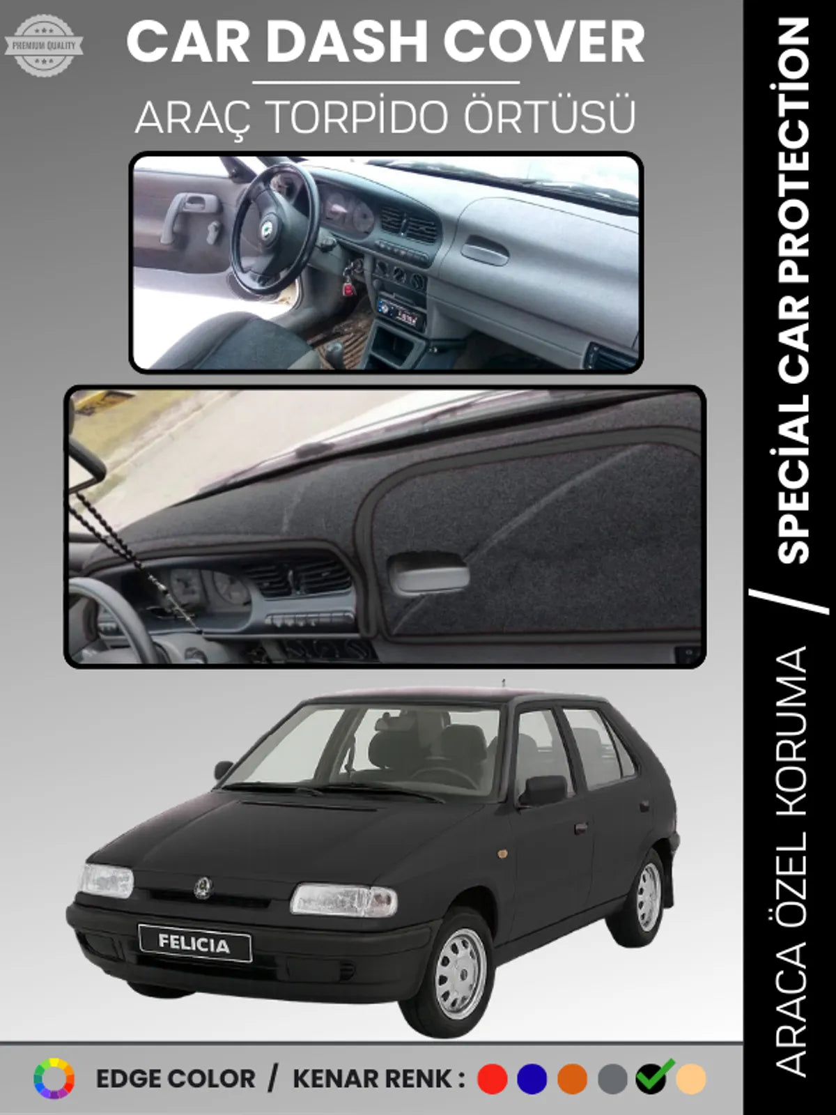 SKODA FELICIA (1994-2001) Uyumlu Torpido Örtüsü Araca Özel Ön Göğüs Koruma