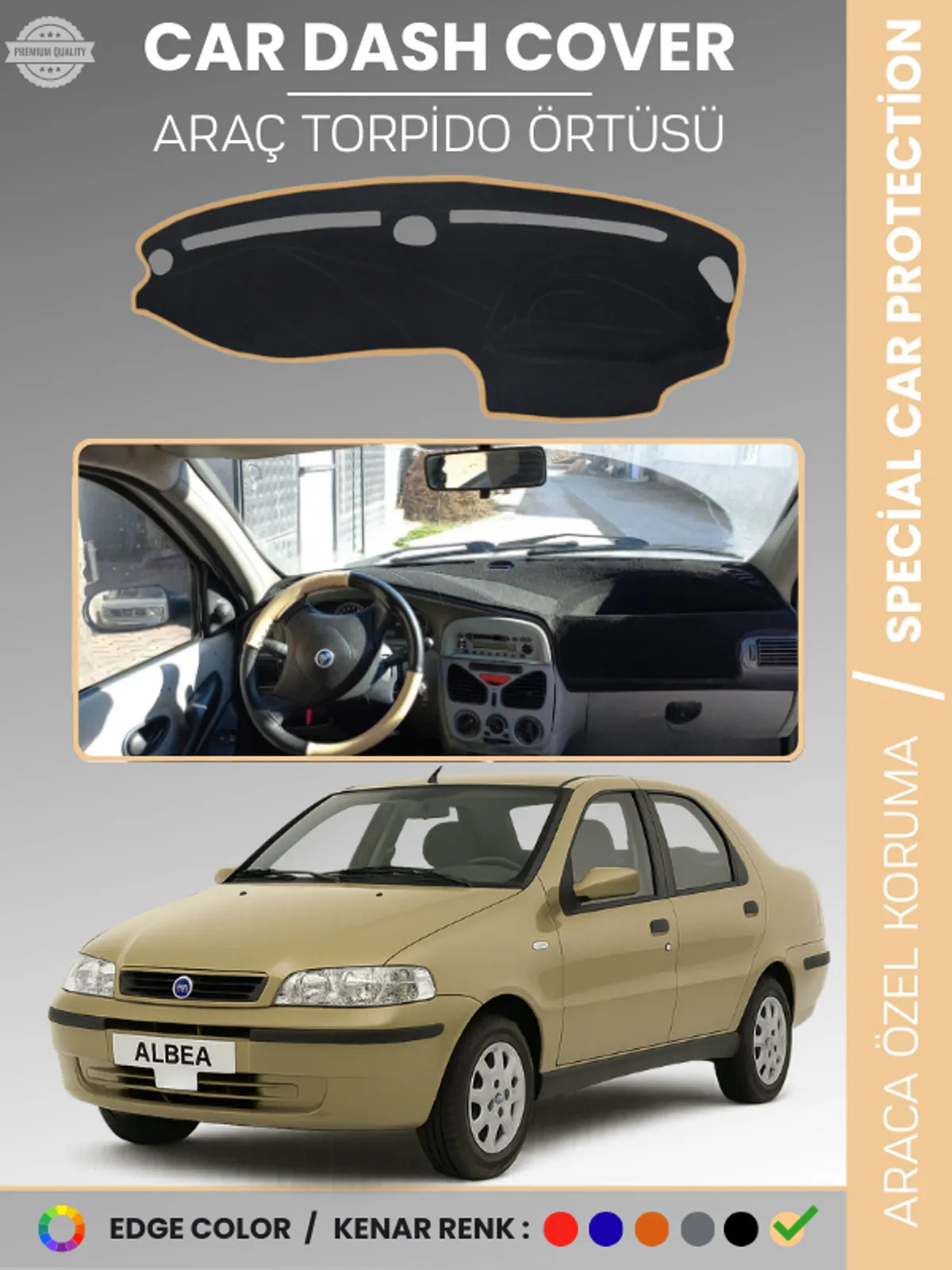 FIAT ALBEA (1999-2005) Uyumlu Torpido Örtüsü Araca Özel Ön Göğüs Koruma