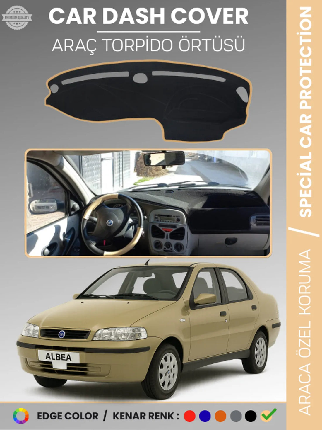 FIAT ALBEA (1999-2005) Uyumlu Torpido Örtüsü Araca Özel Ön Göğüs Koruma