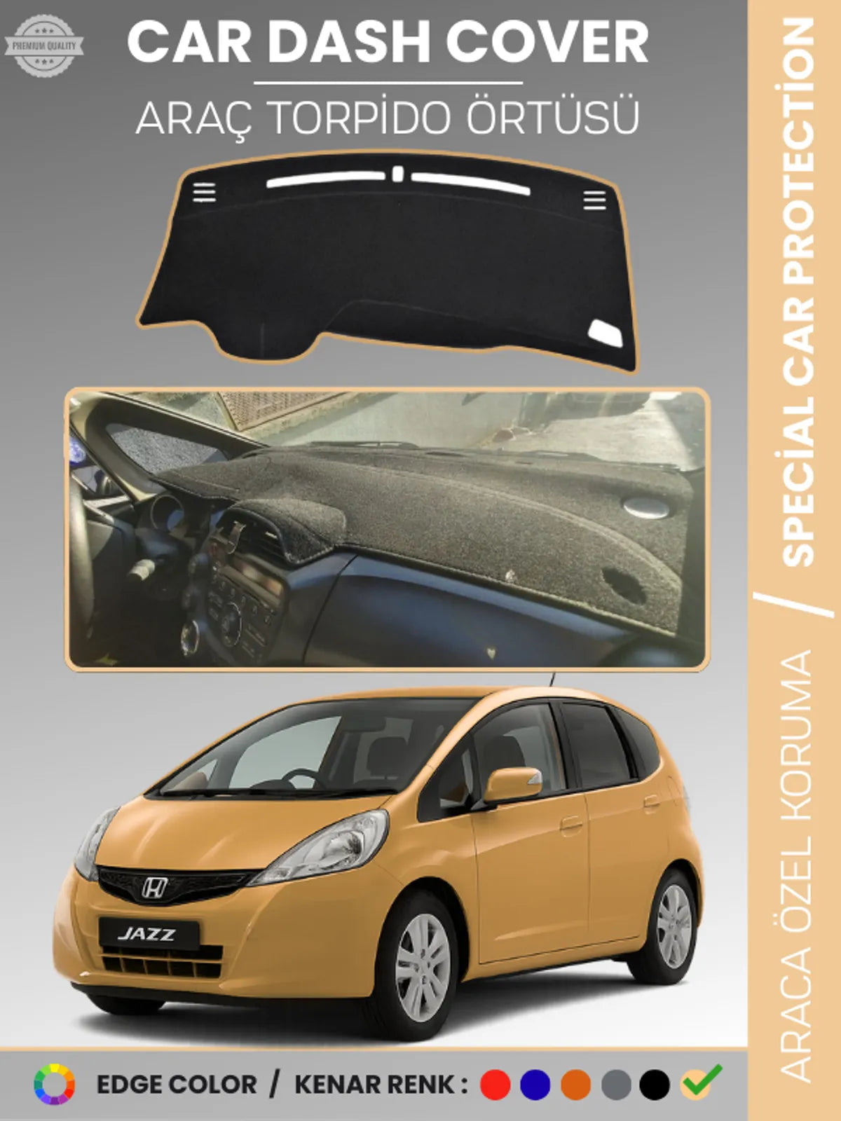 HONDA JAZZ (2009-2013) Uyumlu Torpido Örtüsü Araca Özel Ön Göğüs Koruma