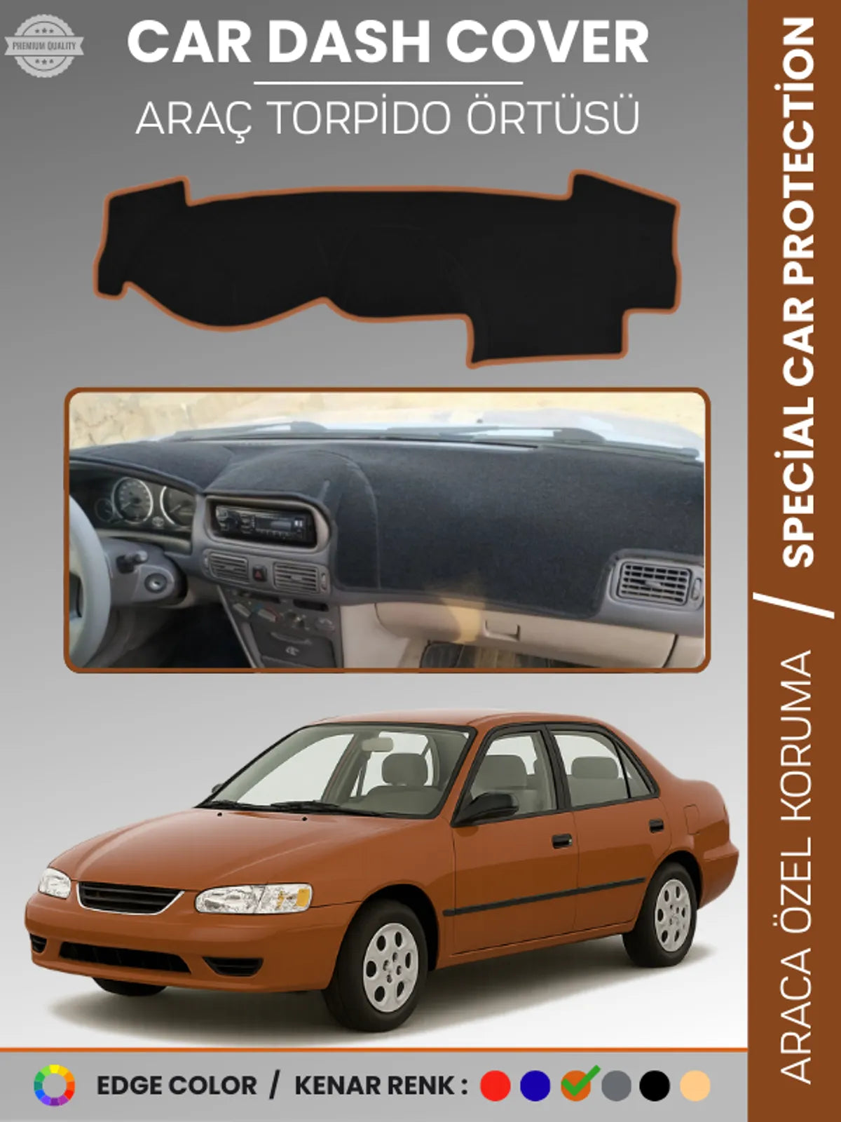 TOYOTA COROLLA E110 (1998-2002) Uyumlu Torpido Örtüsü Araca Özel Ön Göğüs Koruma