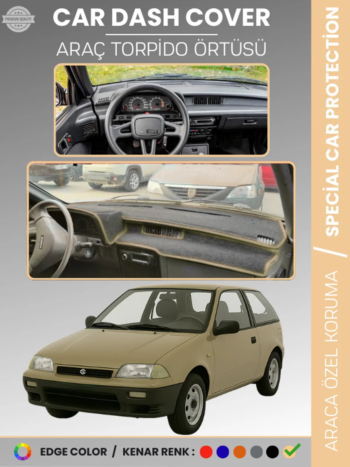 SUZUKI SWİFT (1988-1994) Uyumlu Torpido Örtüsü Araca Özel Ön Göğüs Koruma