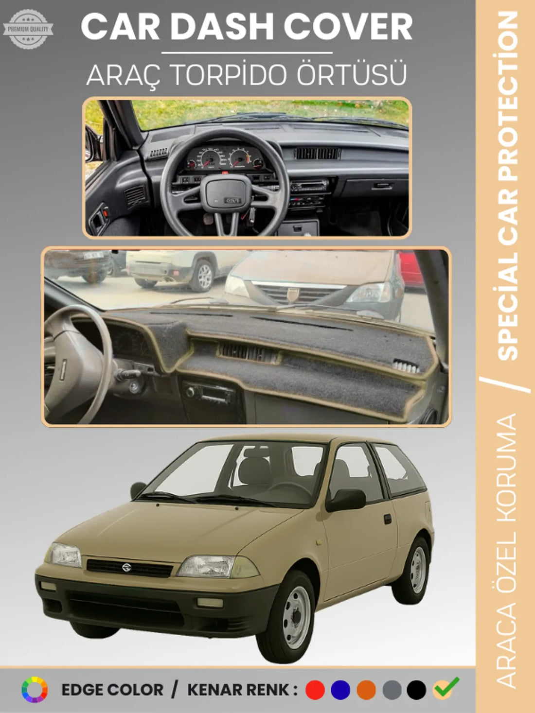 SUZUKI SWİFT (1988-1994) Uyumlu Torpido Örtüsü Araca Özel Ön Göğüs Koruma