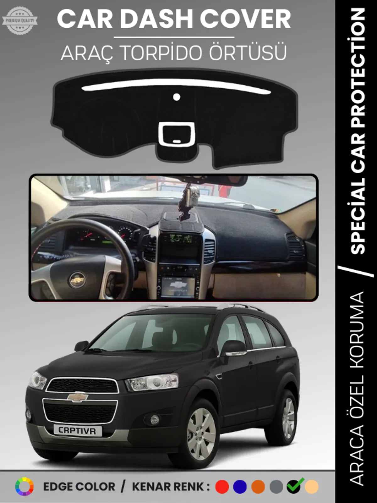 CHEVROLET CAPTİVA (2008-2011) Uyumlu Torpido Örtüsü Araca Özel Ön Göğüs Koruma