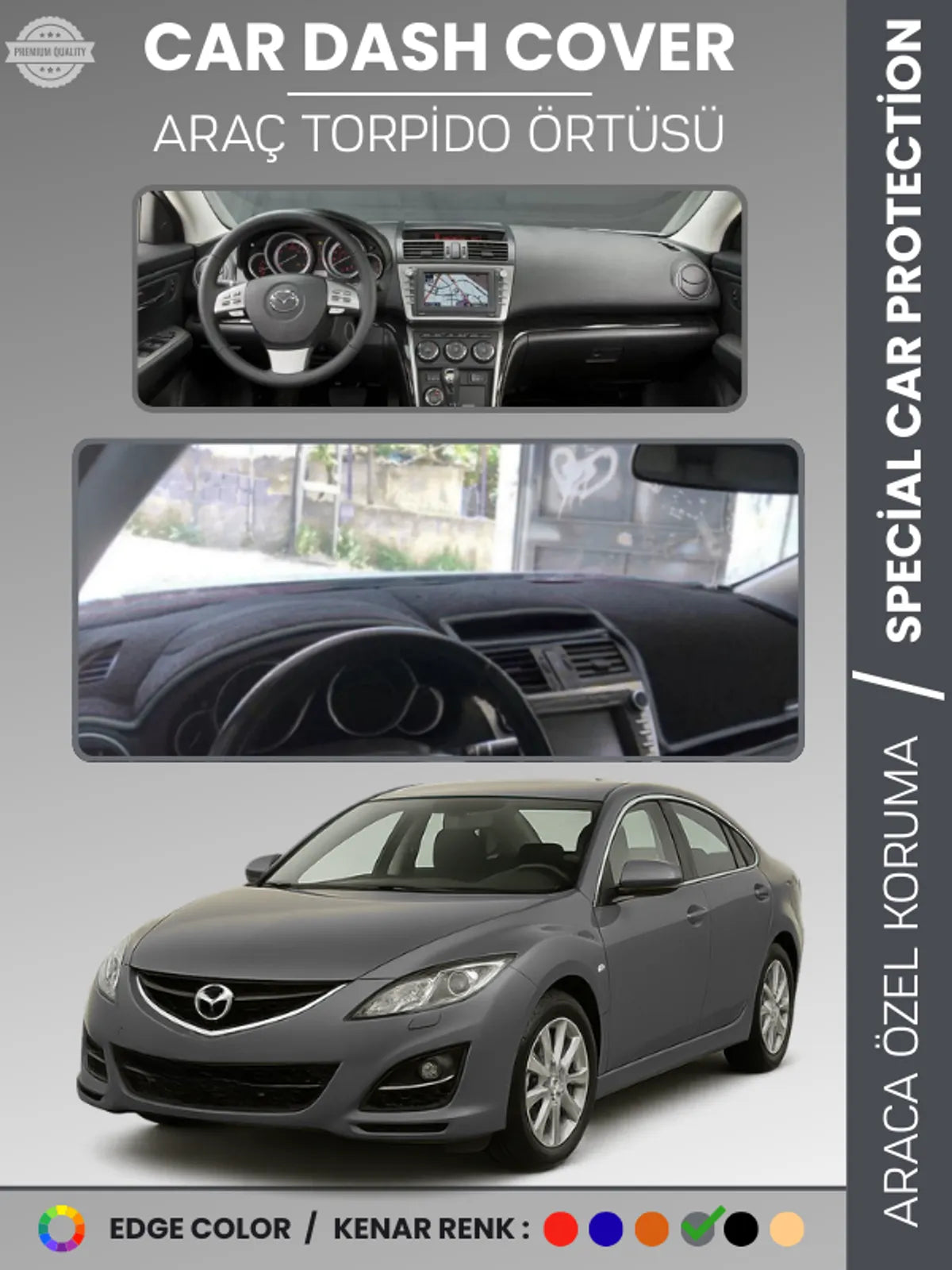 MAZDA 6 (2007-2013) Uyumlu Torpido Örtüsü Araca Özel Ön Göğüs Koruma