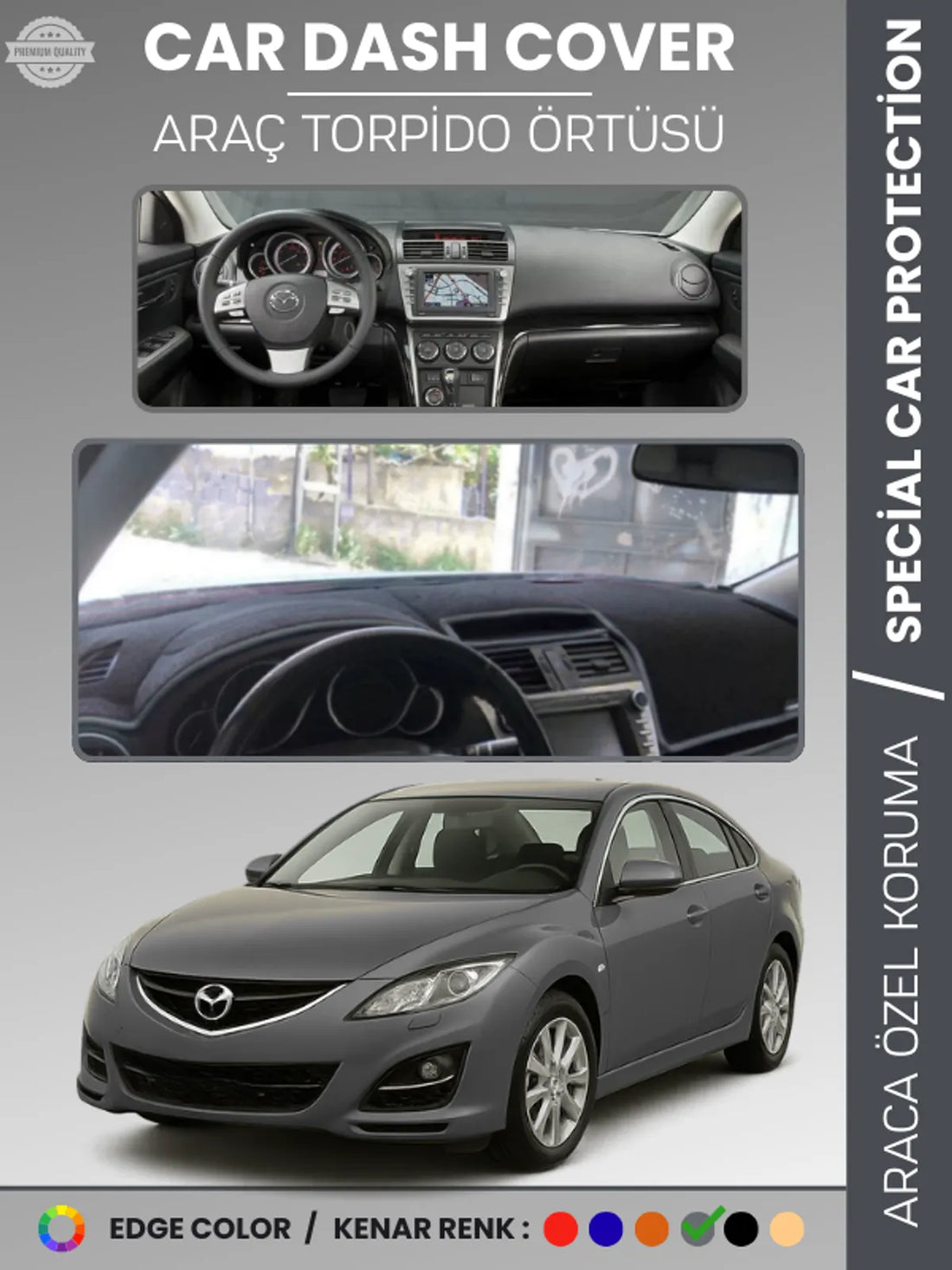 MAZDA 6 (2007-2013) Uyumlu Torpido Örtüsü Araca Özel Ön Göğüs Koruma