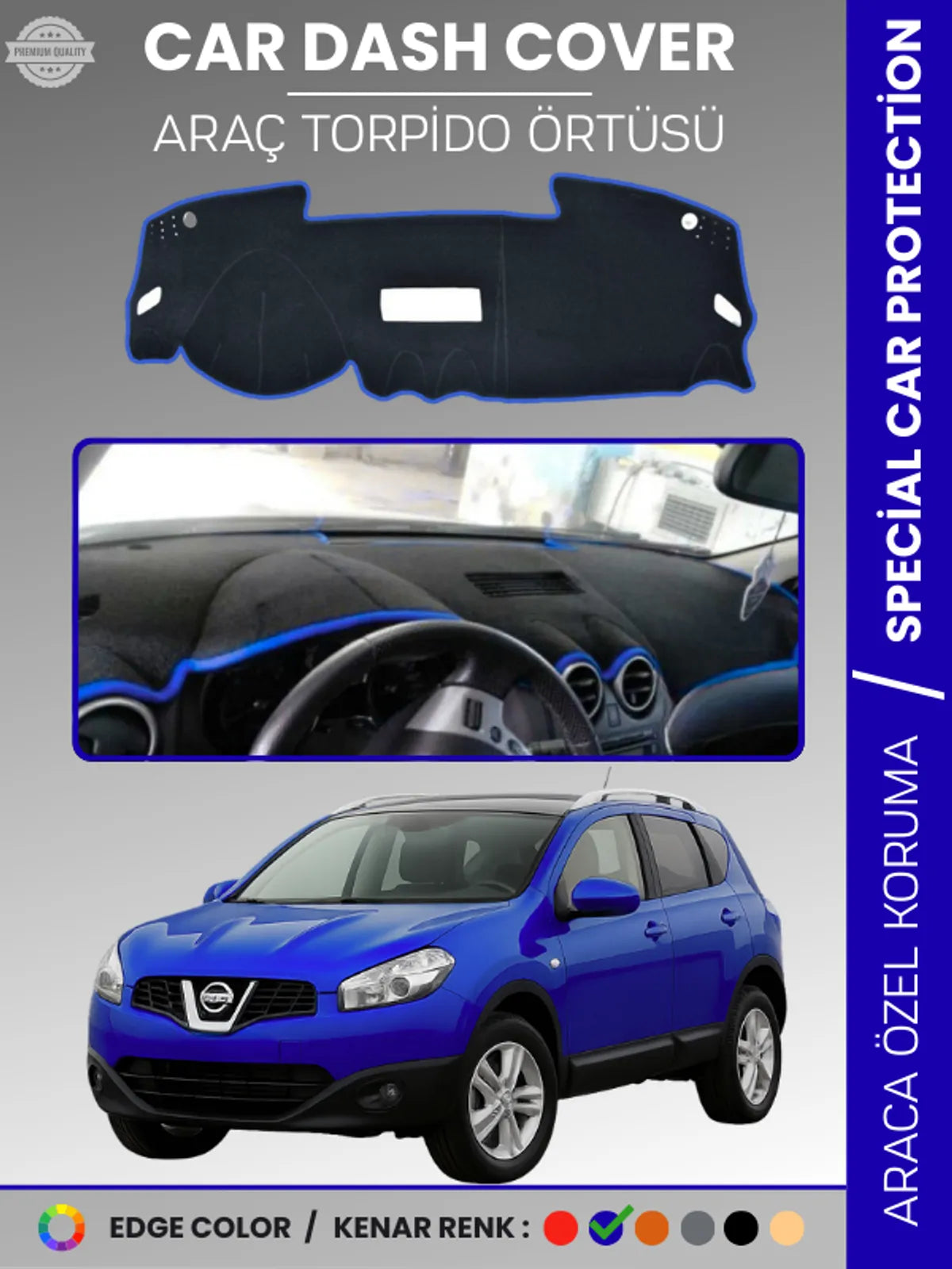 NİSSAN QASHQAİ J10 (2007-2013) Uyumlu Torpido Örtüsü Araca Özel Ön Göğüs Koruma